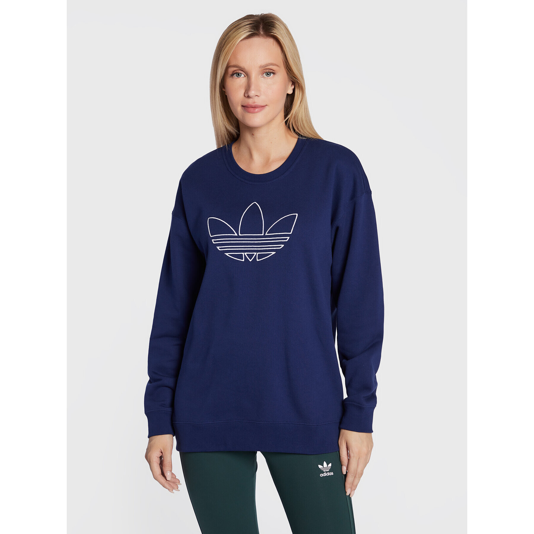 adidas Суитшърт Crew HK5177 Тъмносин Oversize - Pepit.bg
