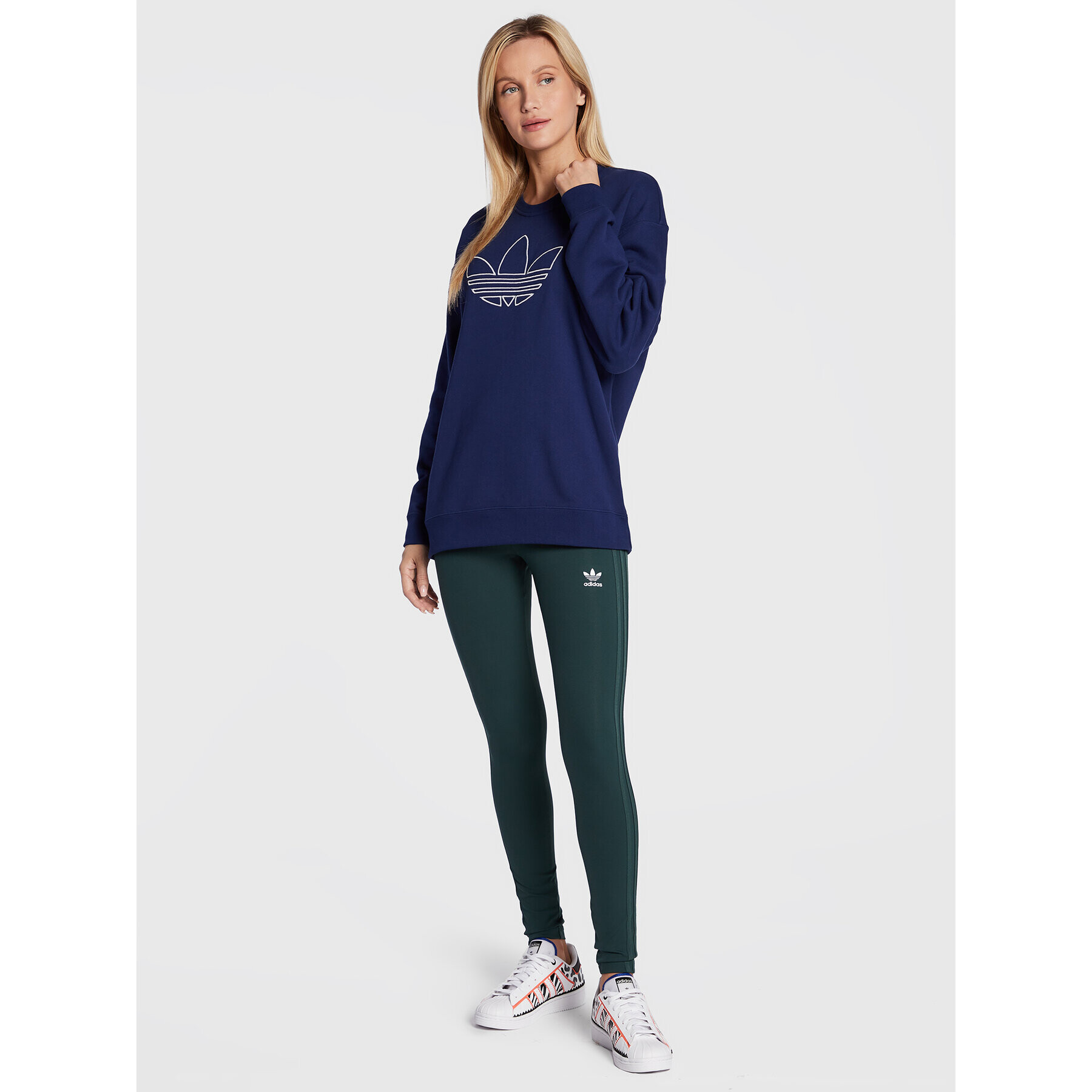 adidas Суитшърт Crew HK5177 Тъмносин Oversize - Pepit.bg