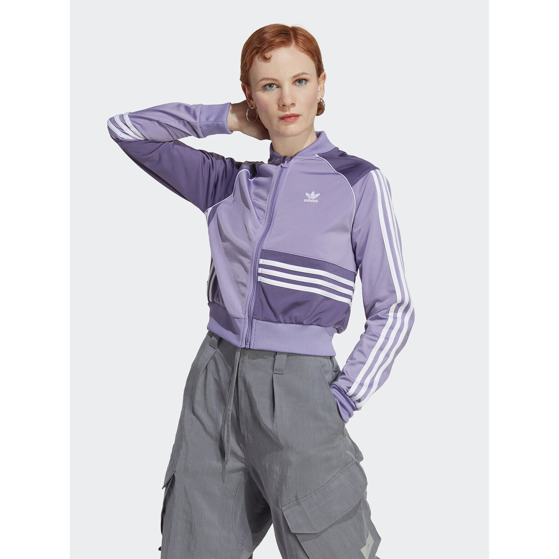 adidas Суитшърт Crop Track Top IC2375 Виолетов - Pepit.bg