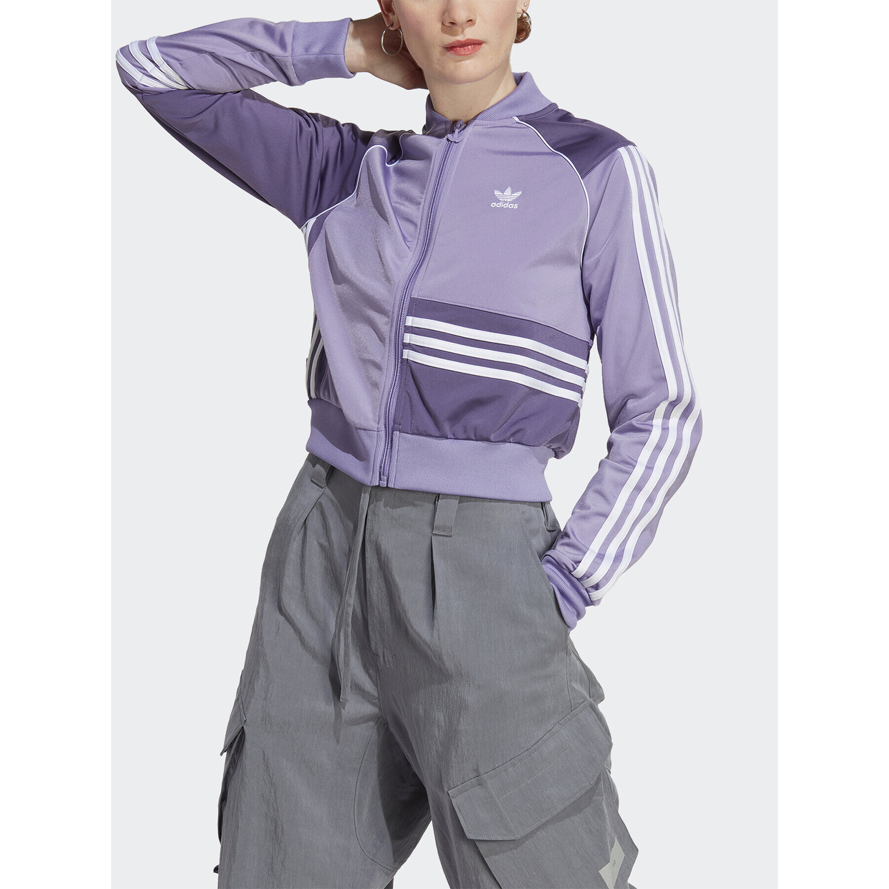 adidas Суитшърт Crop Track Top IC2375 Виолетов - Pepit.bg