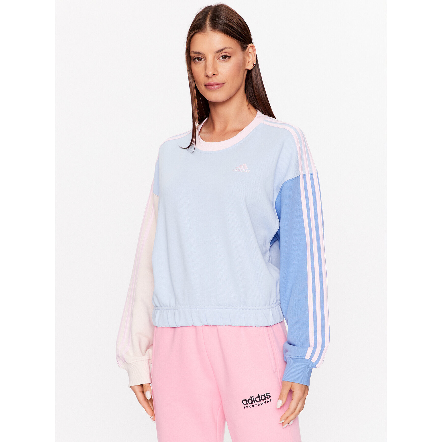 adidas Суитшърт Essentials 3-Stripes Crop Sweatshirt IC9873 Син Loose Fit - Pepit.bg