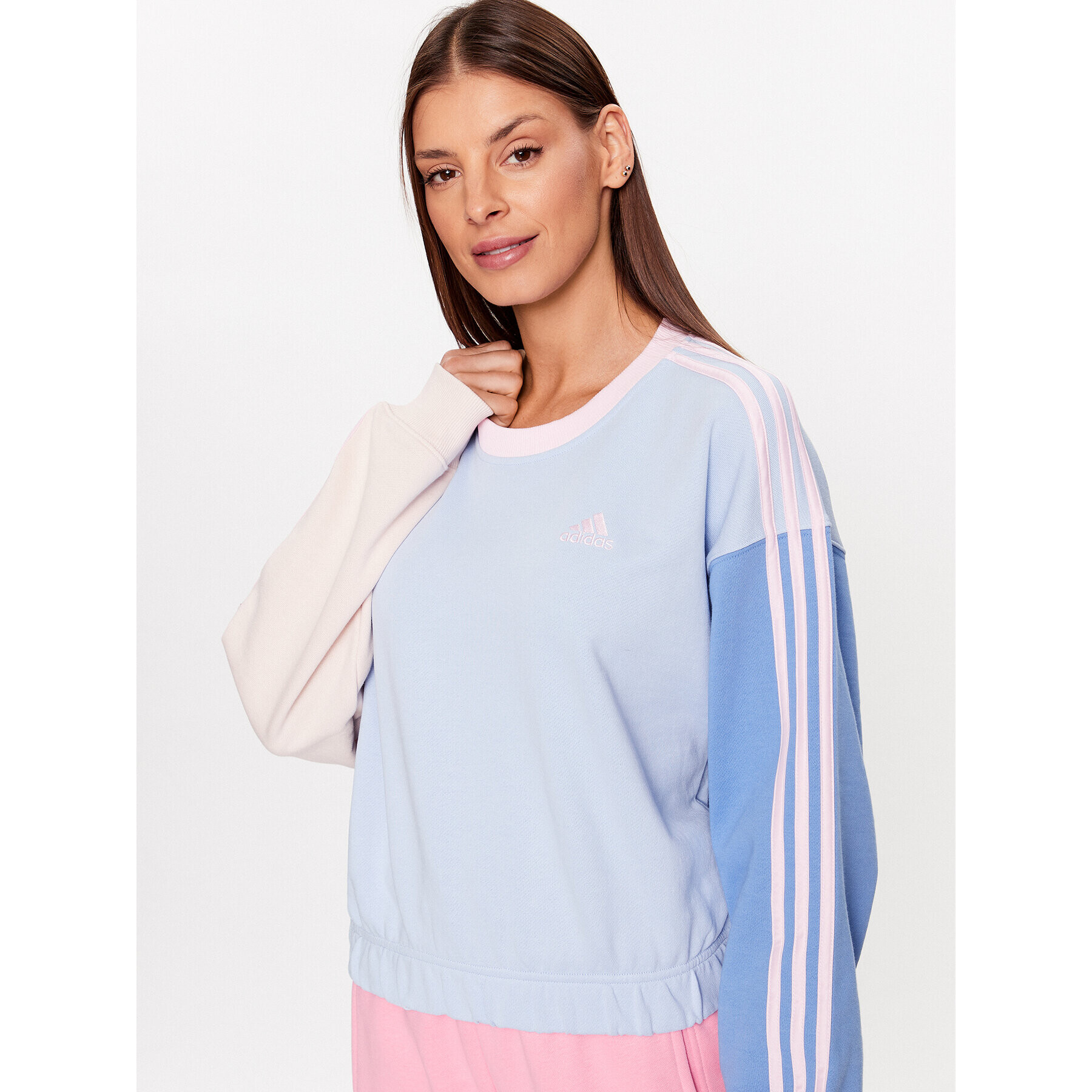 adidas Суитшърт Essentials 3-Stripes Crop Sweatshirt IC9873 Син Loose Fit - Pepit.bg