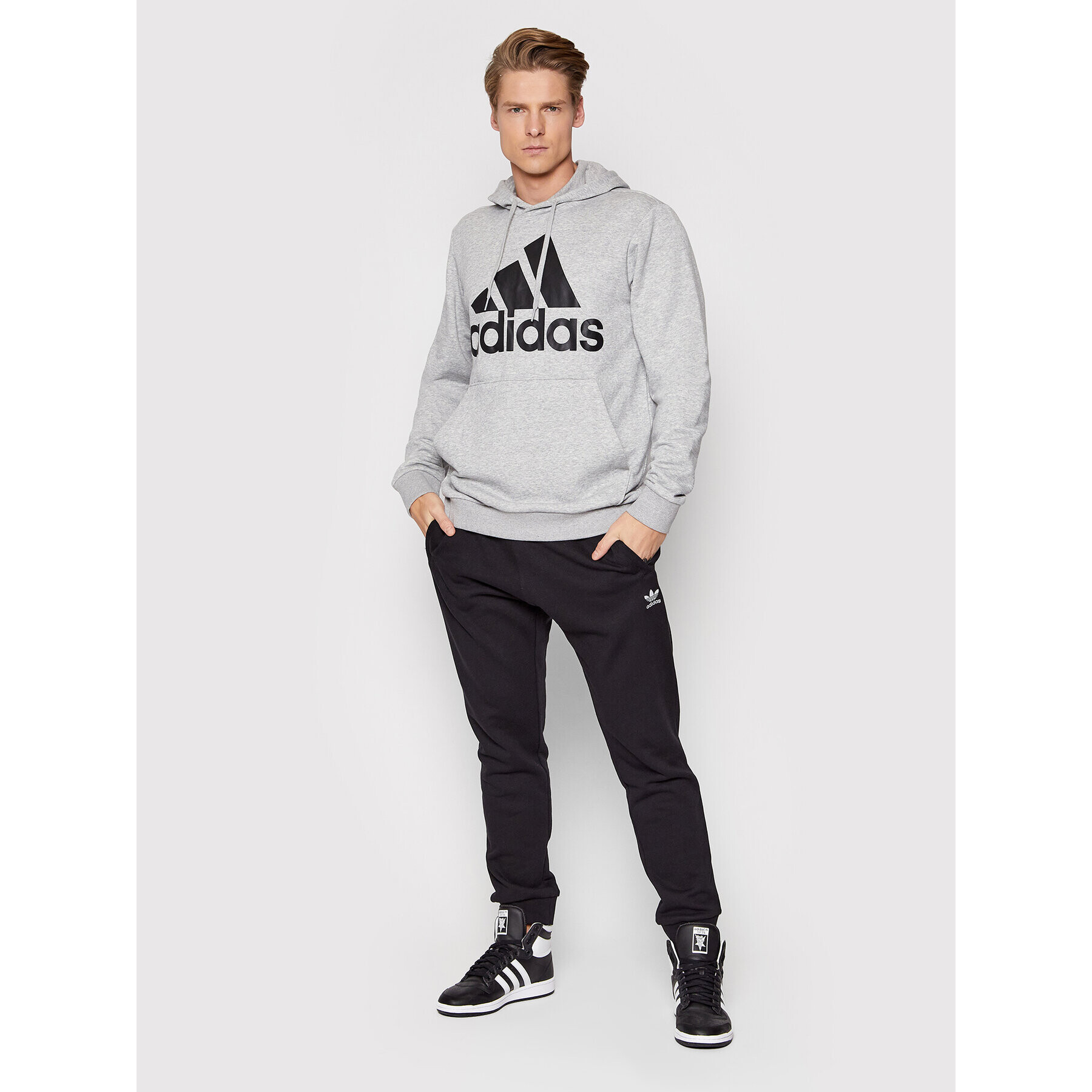 adidas Суитшърт Essentials Big Logo GK9541 Сив Regular Fit - Pepit.bg