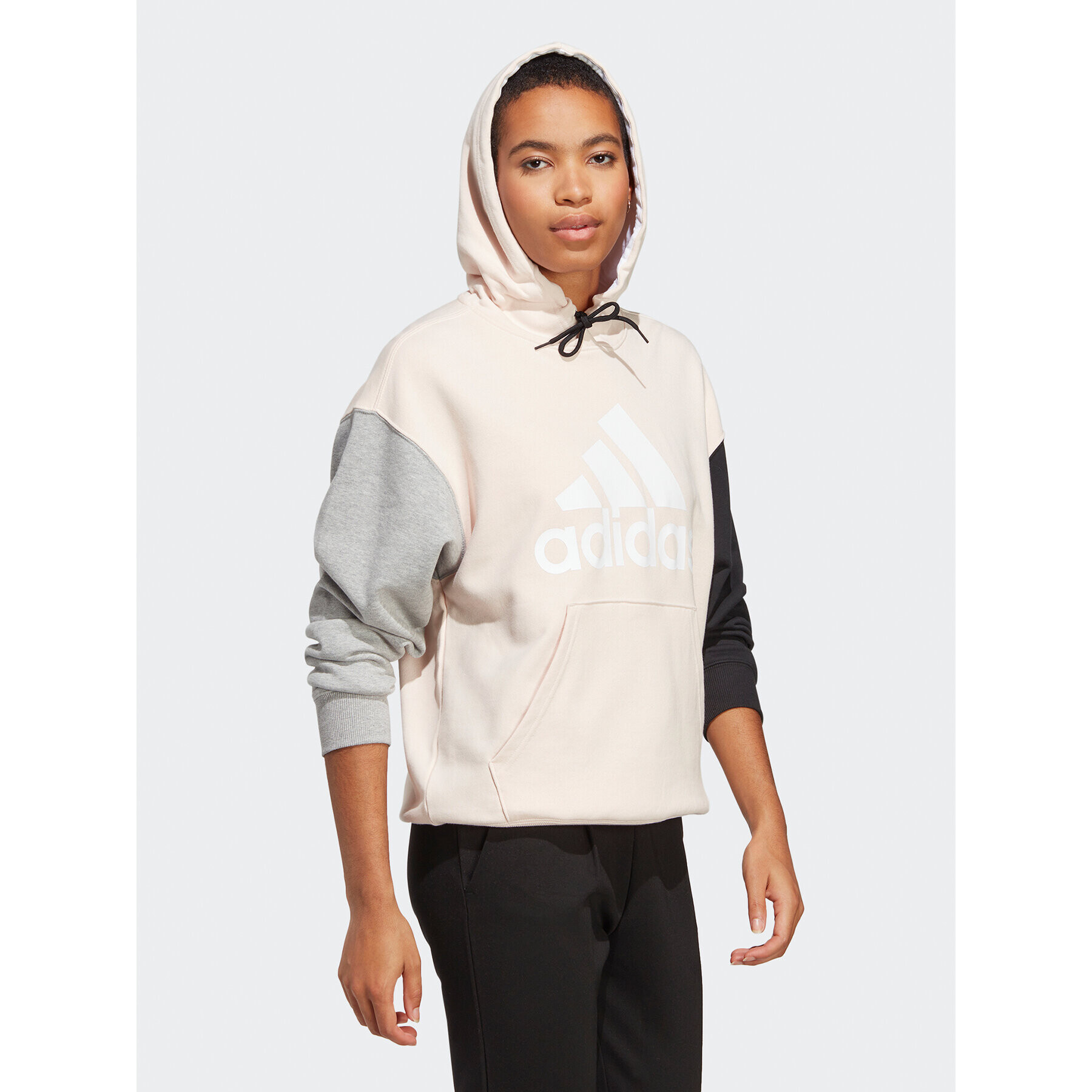 adidas Суитшърт Essentials Big Logo Oversized French Terry Hoodie IC9868 Розов Loose Fit - Pepit.bg