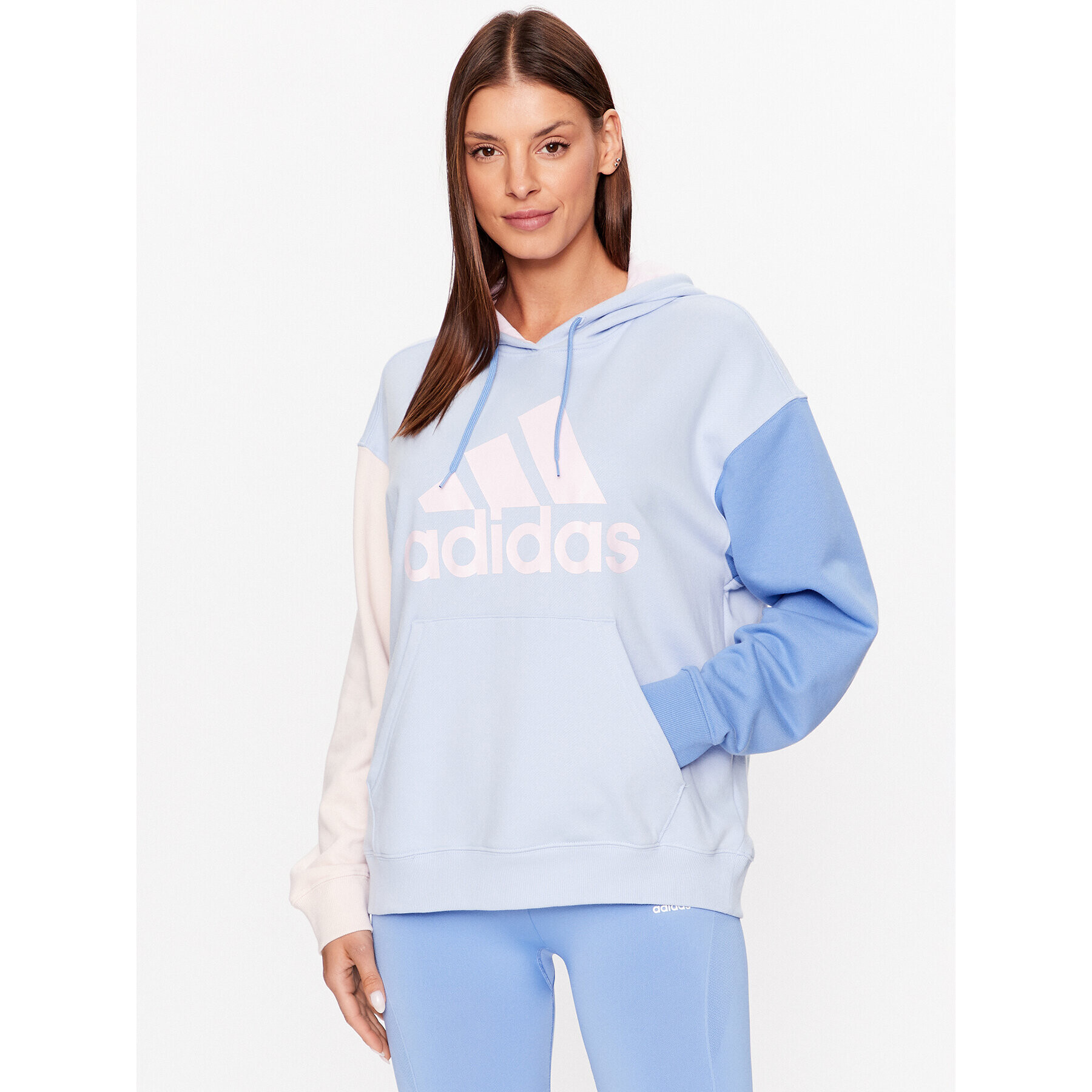 adidas Суитшърт Essentials Big Logo Oversized French Terry Hoodie IC9870 Син Loose Fit - Pepit.bg