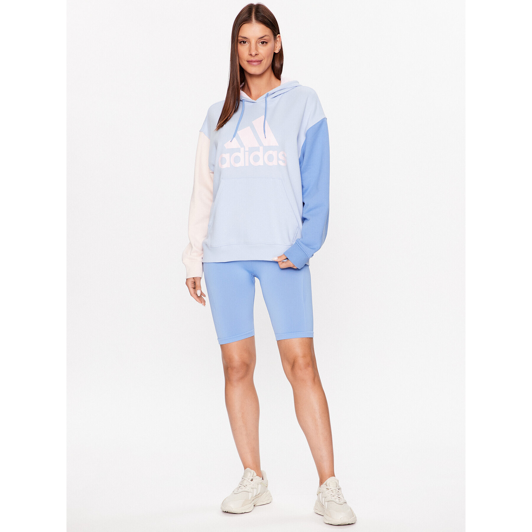 adidas Суитшърт Essentials Big Logo Oversized French Terry Hoodie IC9870 Син Loose Fit - Pepit.bg