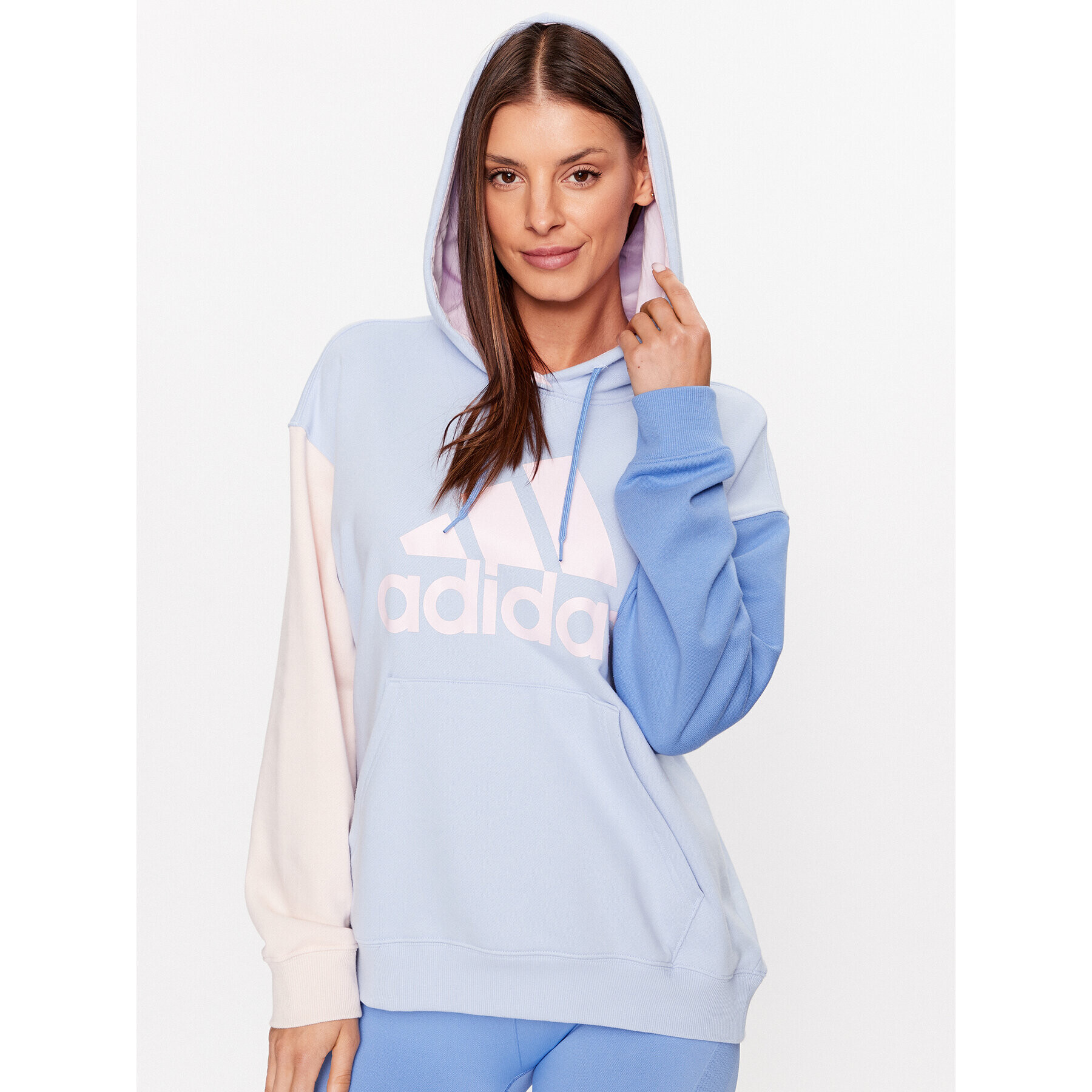 adidas Суитшърт Essentials Big Logo Oversized French Terry Hoodie IC9870 Син Loose Fit - Pepit.bg