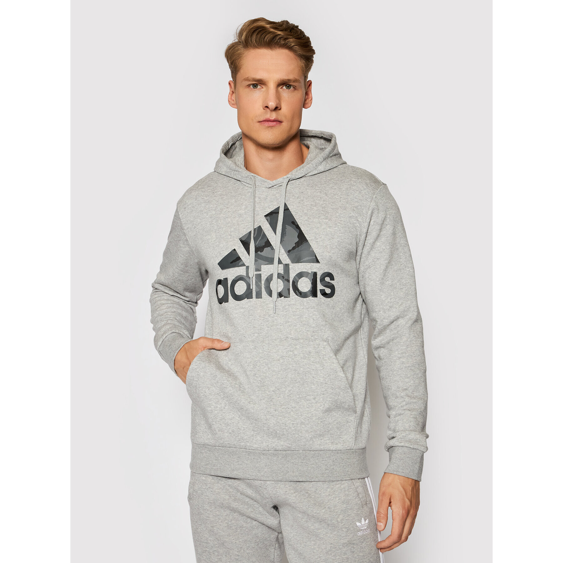 adidas Performance Суитшърт Essentials Camouflage GL0020 Сив Regular Fit - Pepit.bg