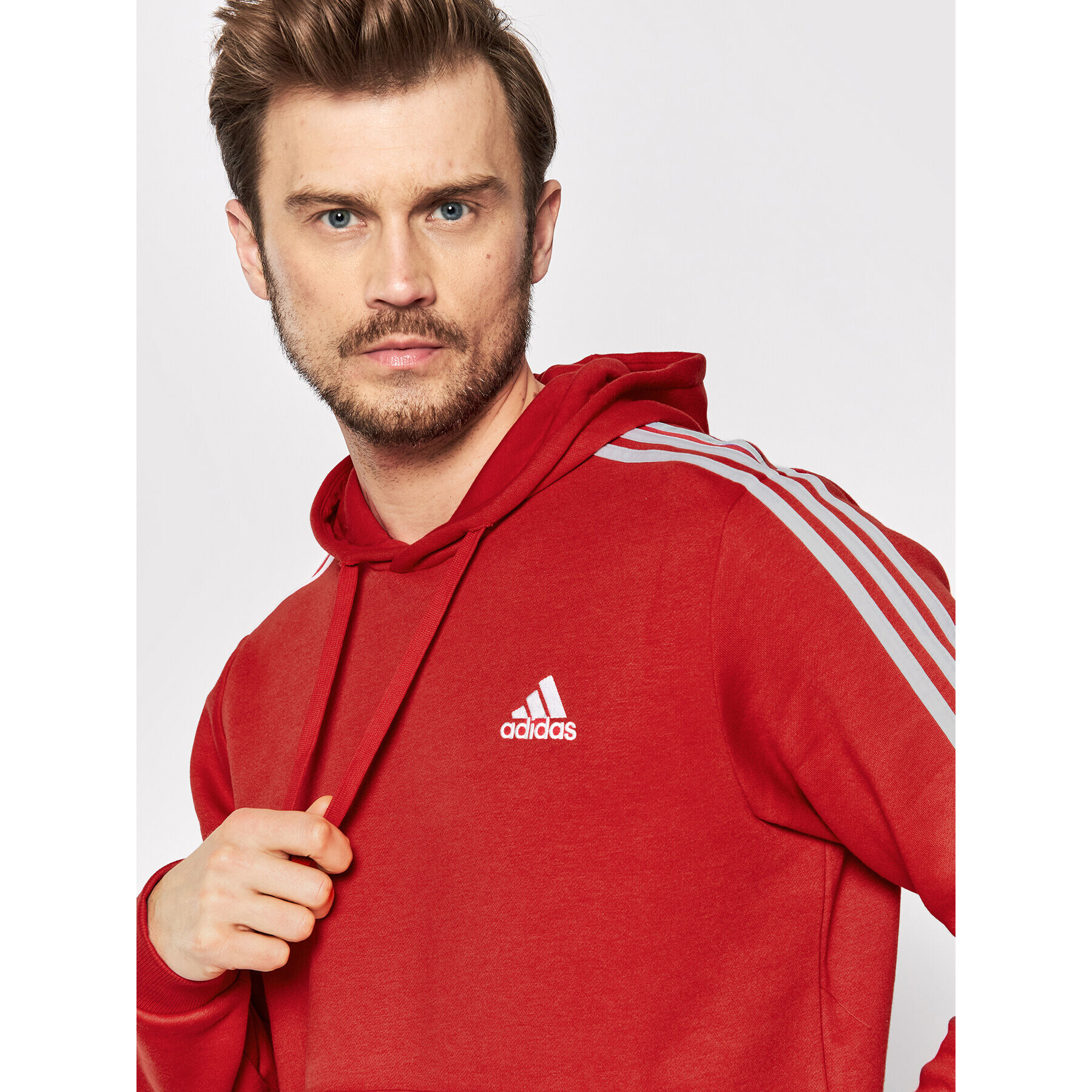 adidas Суитшърт Essentials Fleece 3-Stripes GU2523 Червен Regular Fit - Pepit.bg