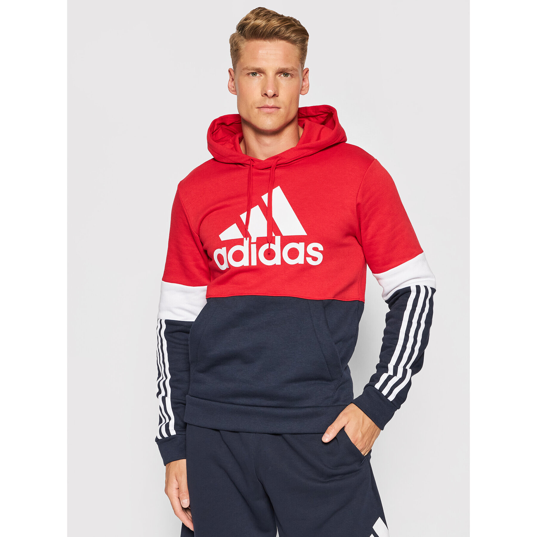 adidas Performance Суитшърт Essentials Fleece Colorblock H58980 Червен Regular Fit - Pepit.bg