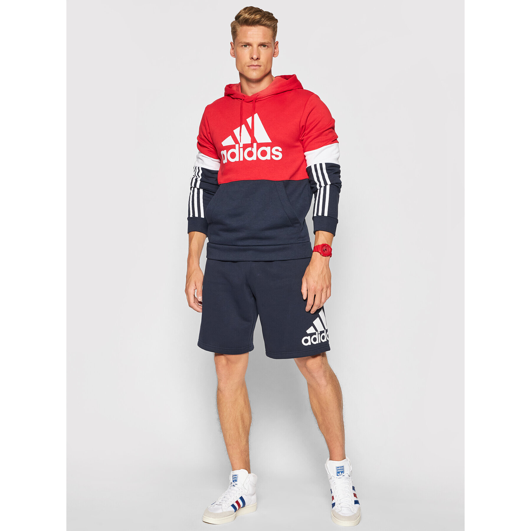 adidas Performance Суитшърт Essentials Fleece Colorblock H58980 Червен Regular Fit - Pepit.bg