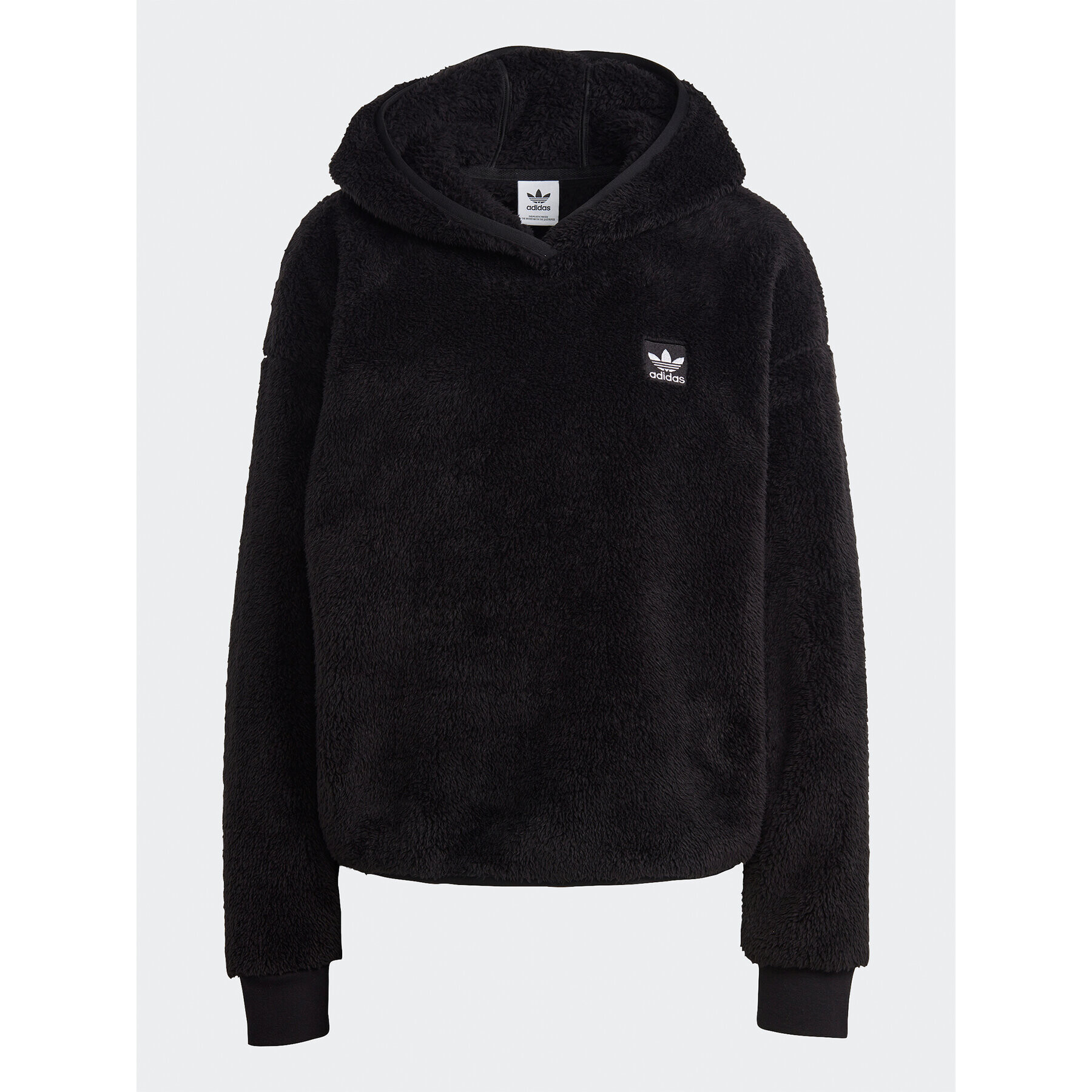 adidas Суитшърт Essentials+ Fluffy Teddy Hoodie IC2253 Черен Loose Fit - Pepit.bg