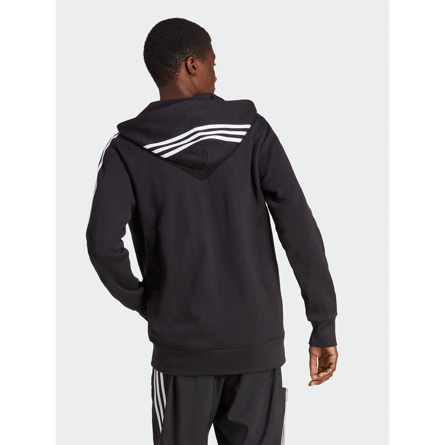 adidas Суитшърт Essentials French Terry 3-Stripes Full-Zip Hoodie IC0433 Черен Regular Fit - Pepit.bg