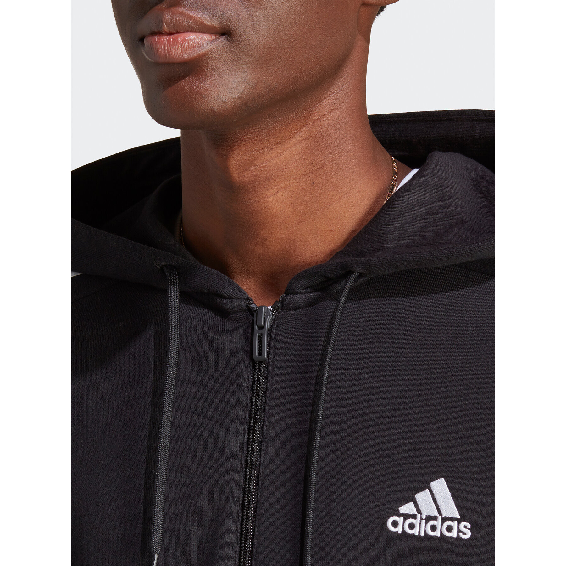 adidas Суитшърт Essentials French Terry 3-Stripes Full-Zip Hoodie IC0433 Черен Regular Fit - Pepit.bg