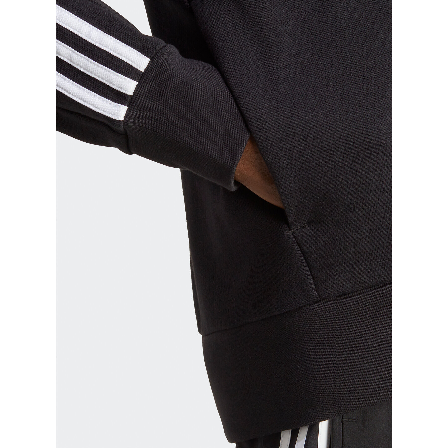 adidas Суитшърт Essentials French Terry 3-Stripes Full-Zip Hoodie IC0433 Черен Regular Fit - Pepit.bg