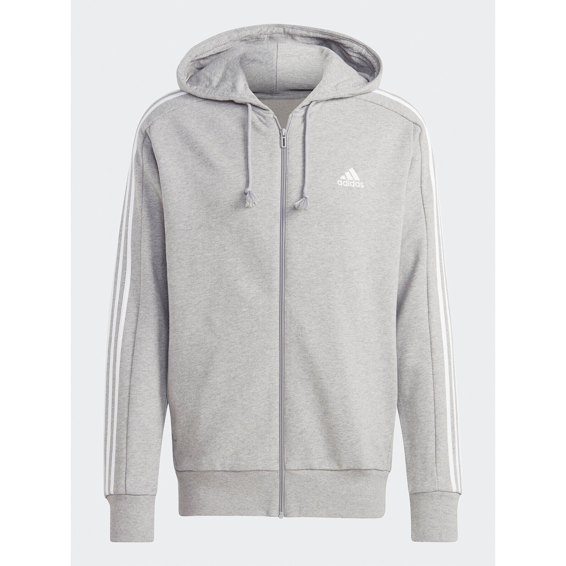 adidas Суитшърт Essentials French Terry 3-Stripes Full-Zip Hoodie IC9833 Сив Regular Fit - Pepit.bg