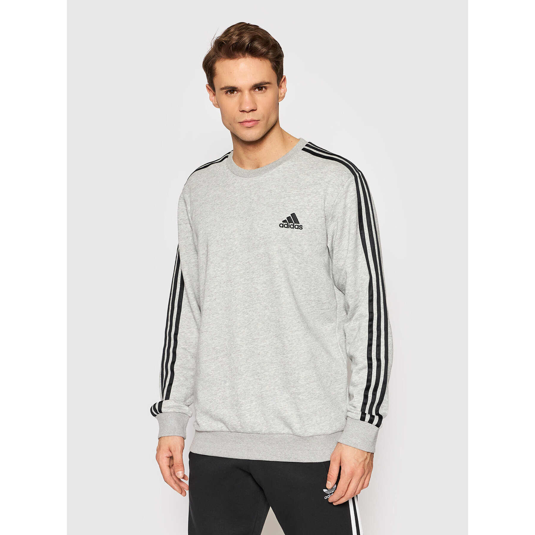 adidas Performance Суитшърт Essentials French Terry 3-Stripes GK9101 Сив Regular Fit - Pepit.bg