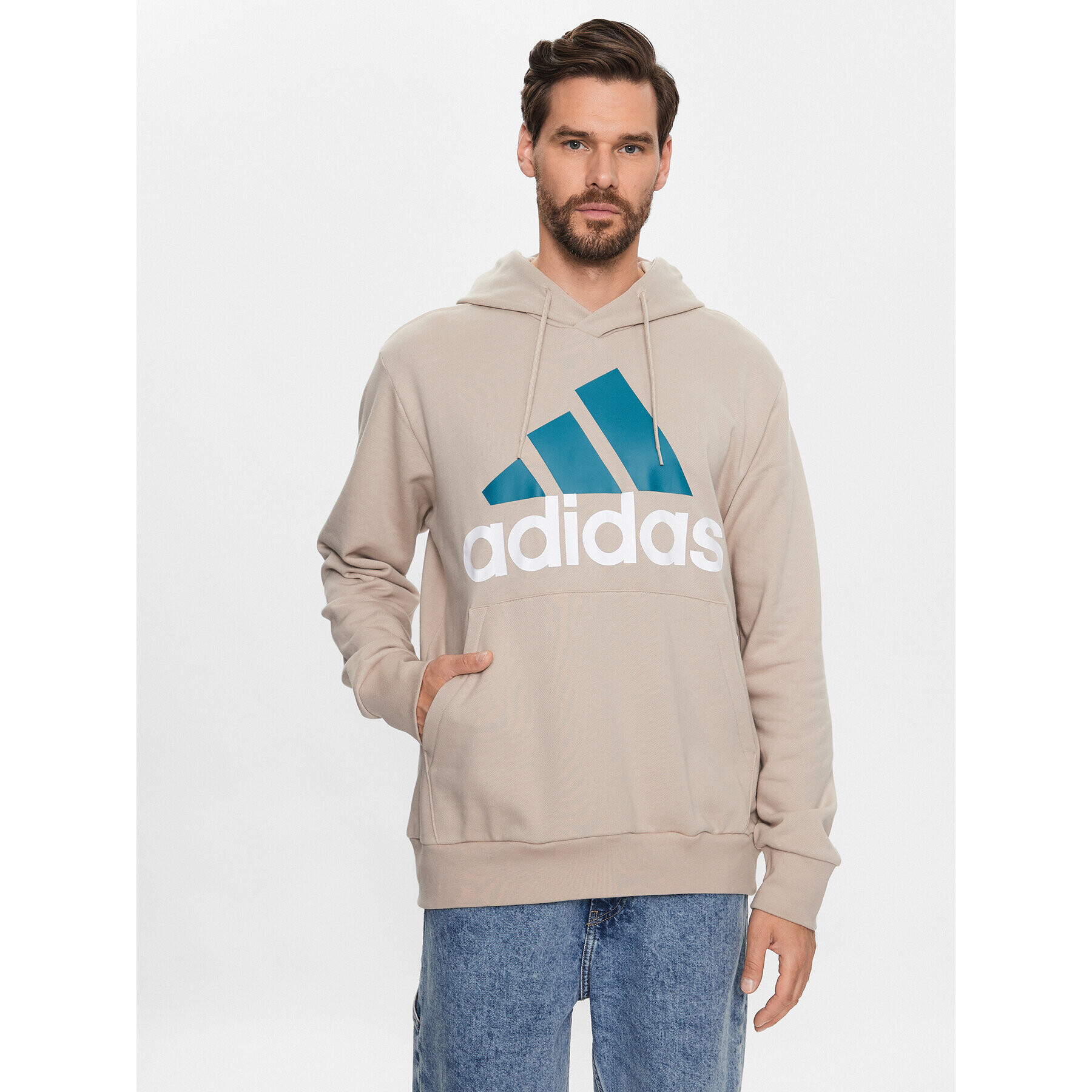 adidas Суитшърт Essentials French Terry Big Logo Hoodie IJ8584 Бежов Regular Fit - Pepit.bg