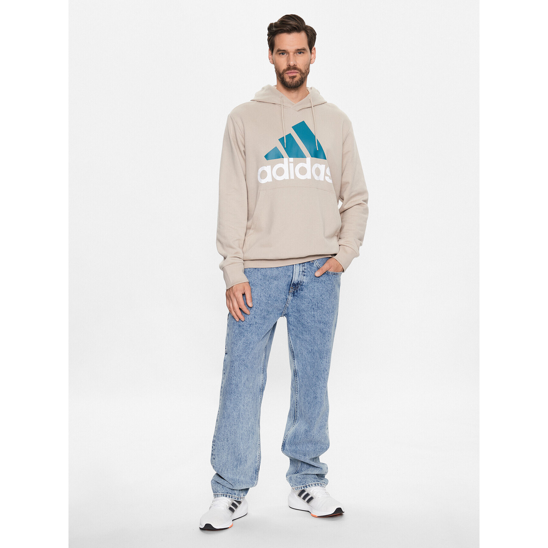 adidas Суитшърт Essentials French Terry Big Logo Hoodie IJ8584 Бежов Regular Fit - Pepit.bg