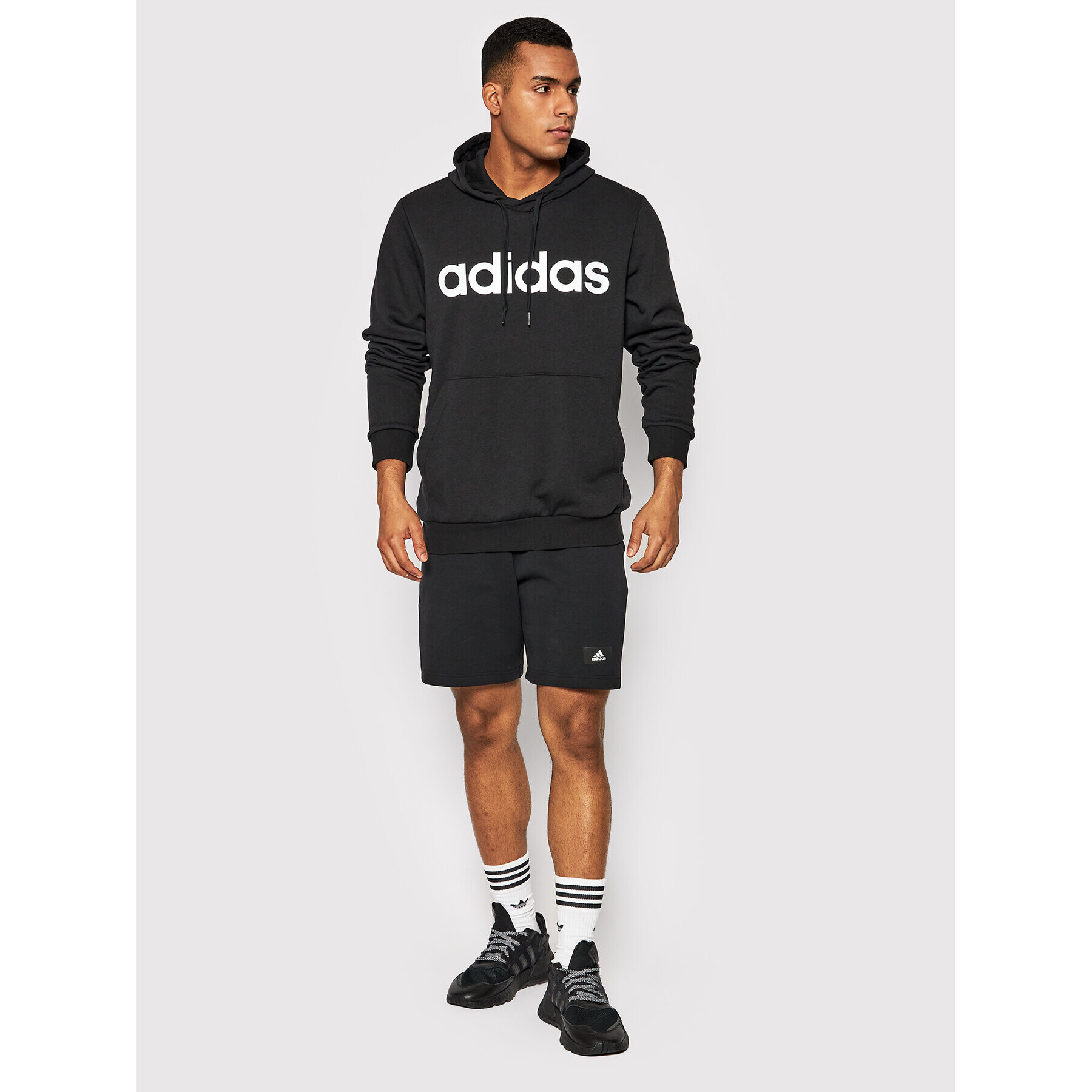 adidas Performance Суитшърт Essentials French Terry Linear Logo GK9064 Черен Regular Fit - Pepit.bg