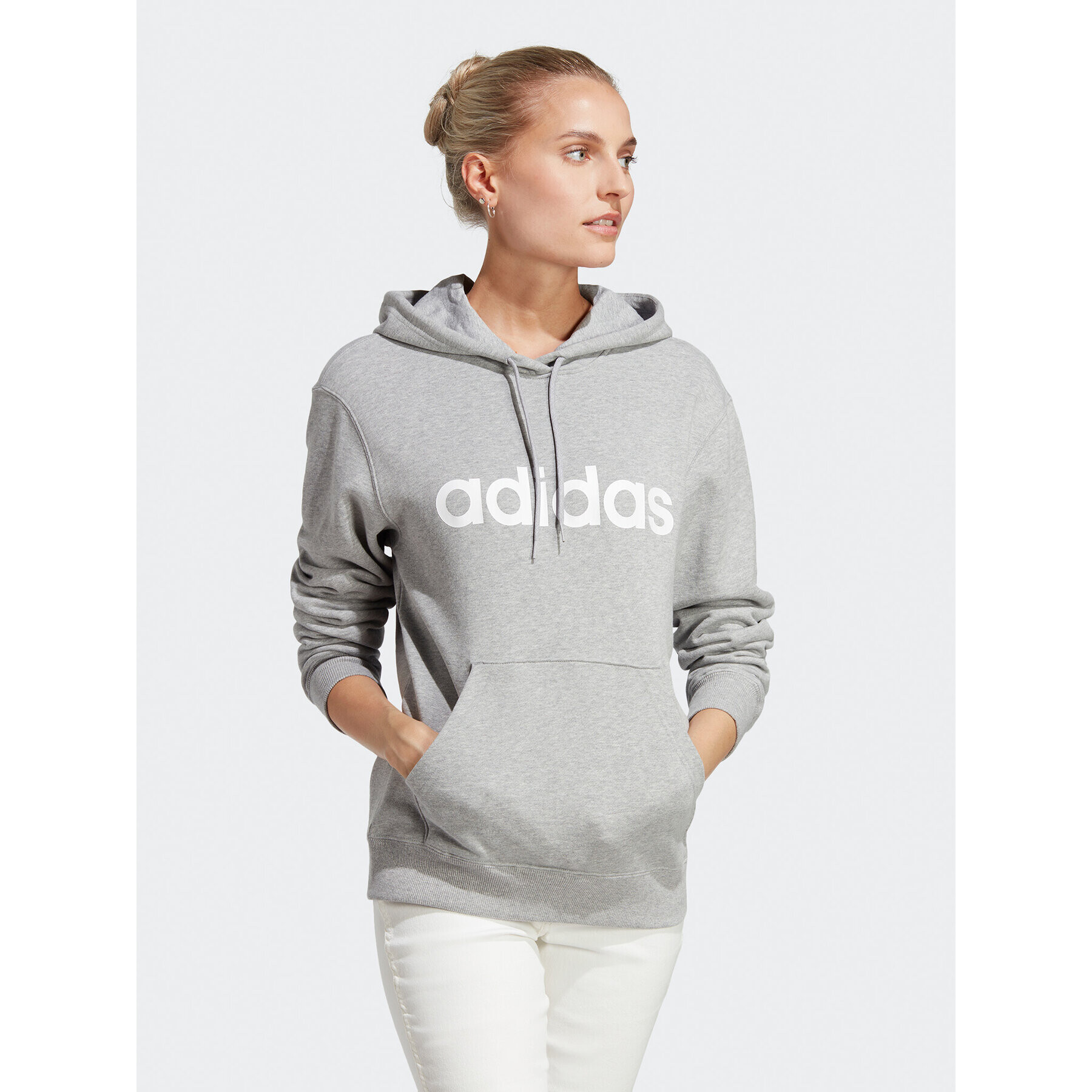 adidas Суитшърт Essentials Linear Hoodie IC6884 Сив Regular Fit - Pepit.bg