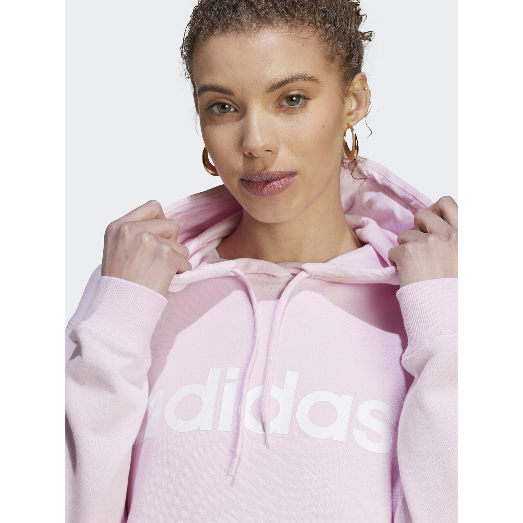 adidas Суитшърт Essentials Linear Hoodie IL3343 Розов Regular Fit - Pepit.bg