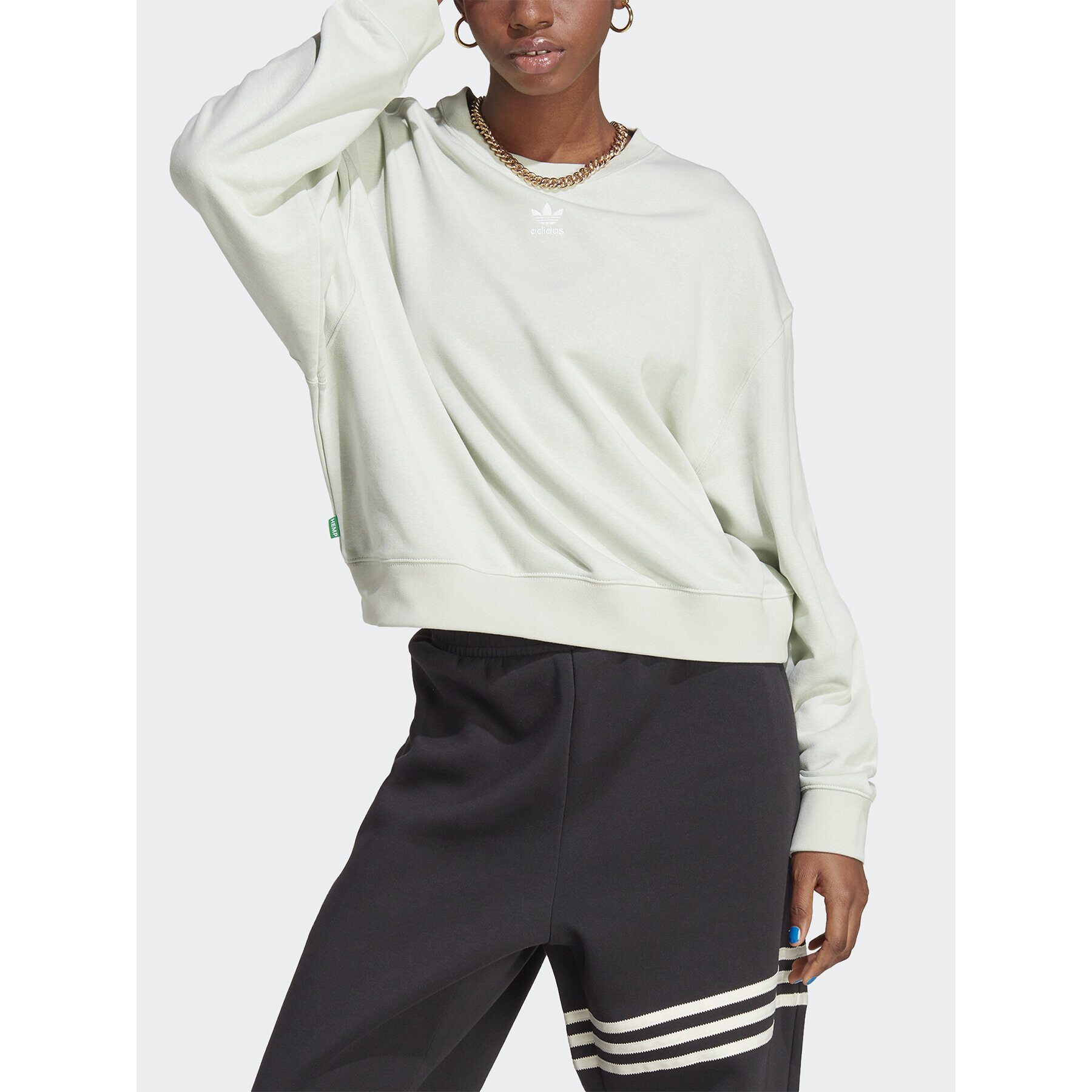 adidas Суитшърт Essentials+ Made with Hemp Sweatshirt IC1823 Зелен Loose Fit - Pepit.bg