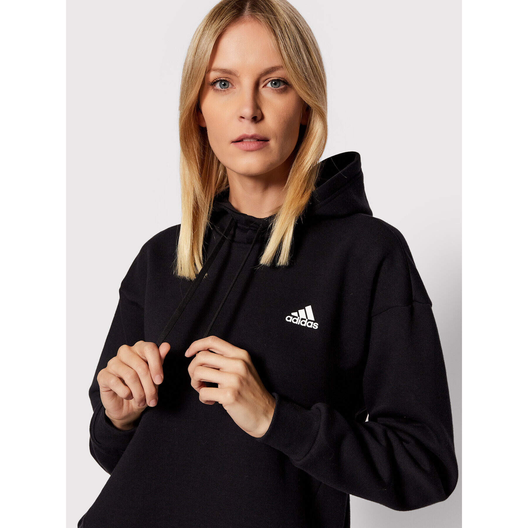 adidas Суитшърт Essentials Studio Fleece HD6746 Черен Loose Fit - Pepit.bg