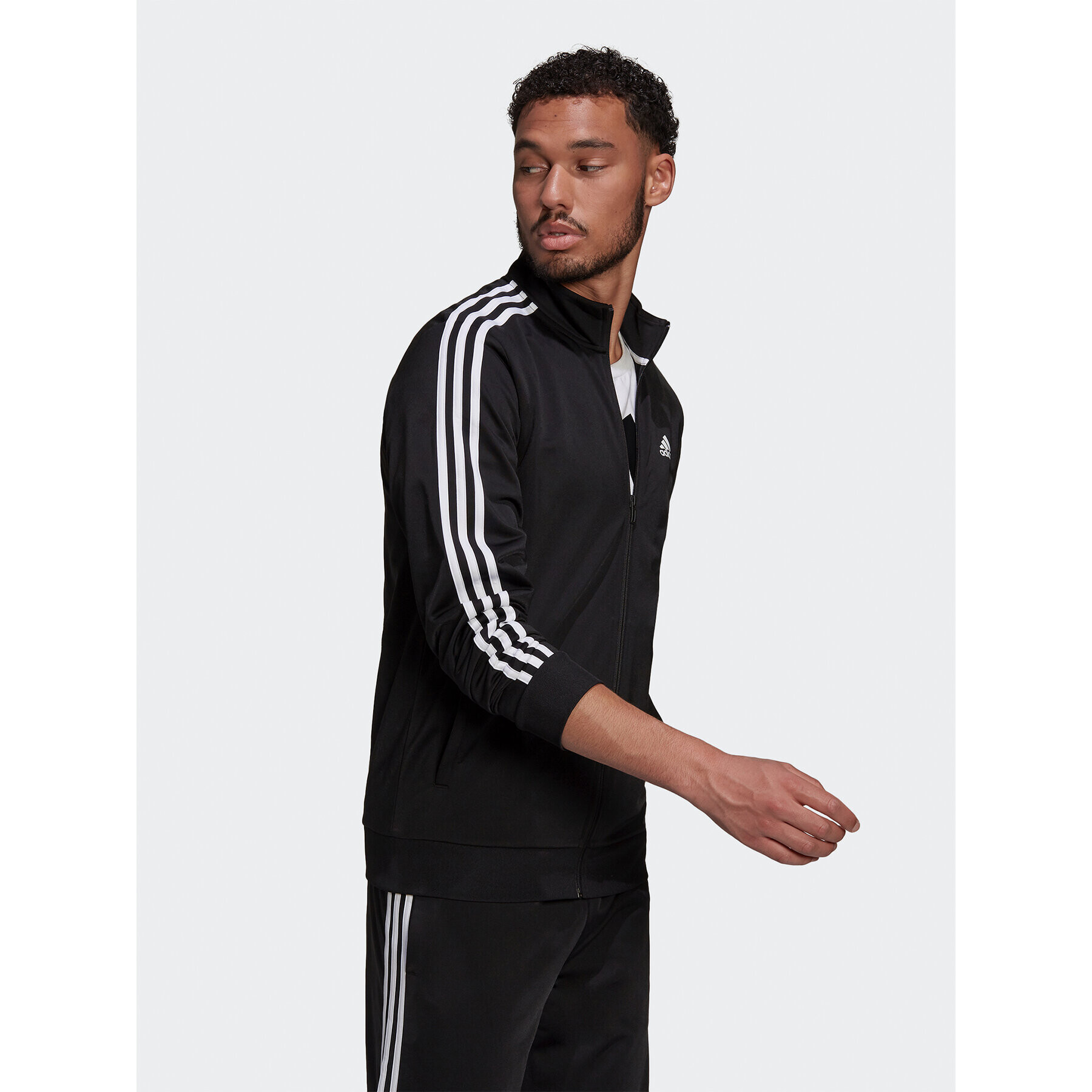 adidas Суитшърт Essentials Warm-Up 3-Stripes H46099 Черен Regular Fit - Pepit.bg