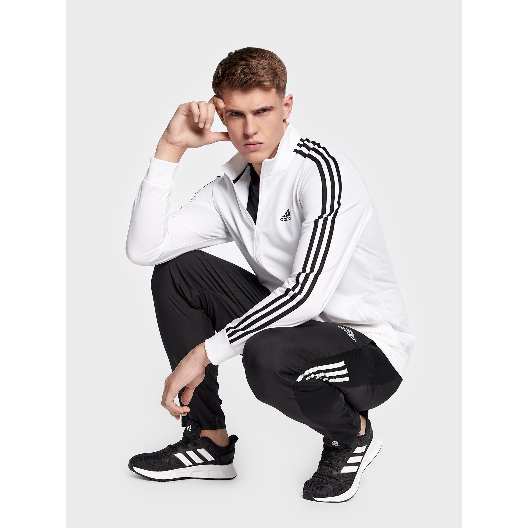 adidas Суитшърт Essentials Warm-Up 3-Stripes H46102 Бял Regular Fit - Pepit.bg