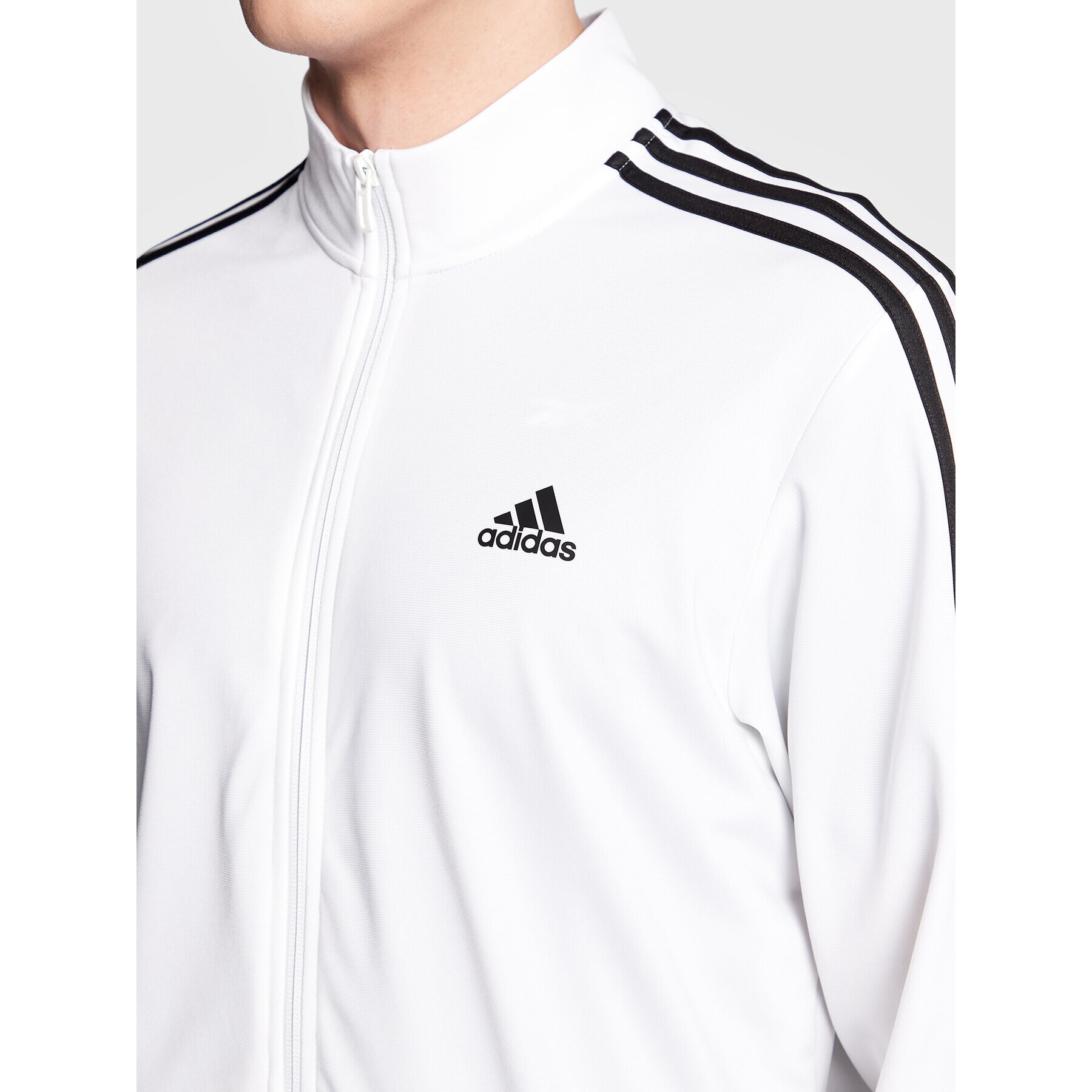 adidas Суитшърт Essentials Warm-Up 3-Stripes H46102 Бял Regular Fit - Pepit.bg