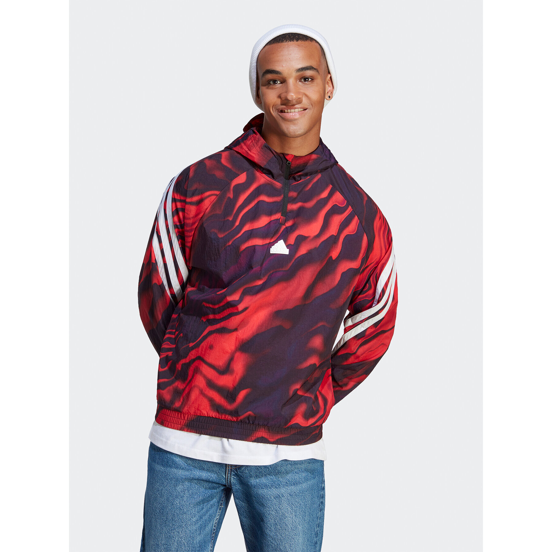 adidas Суитшърт Future Icons Allover Print Hoodie IC3708 Червен Loose Fit - Pepit.bg