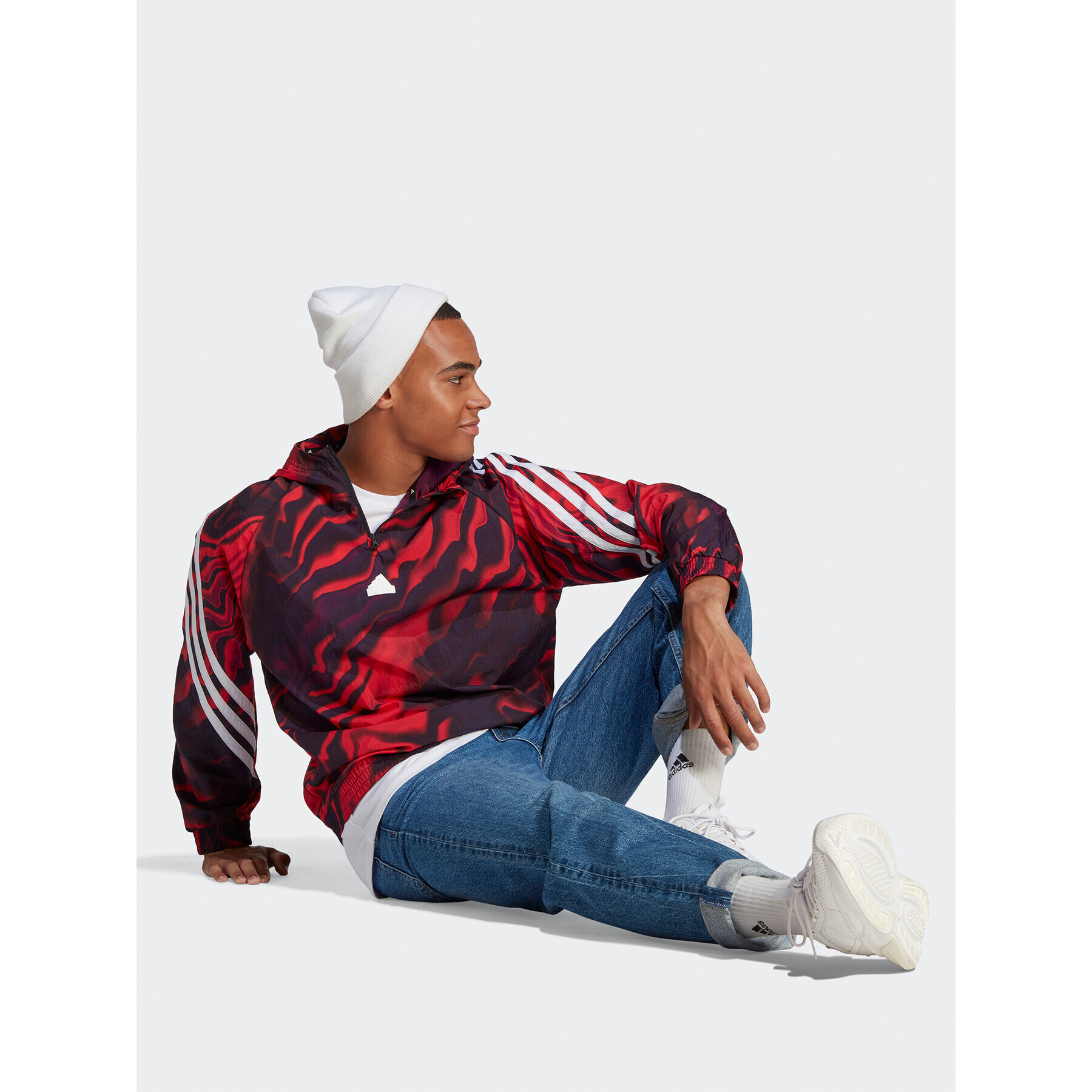 adidas Суитшърт Future Icons Allover Print Hoodie IC3708 Червен Loose Fit - Pepit.bg