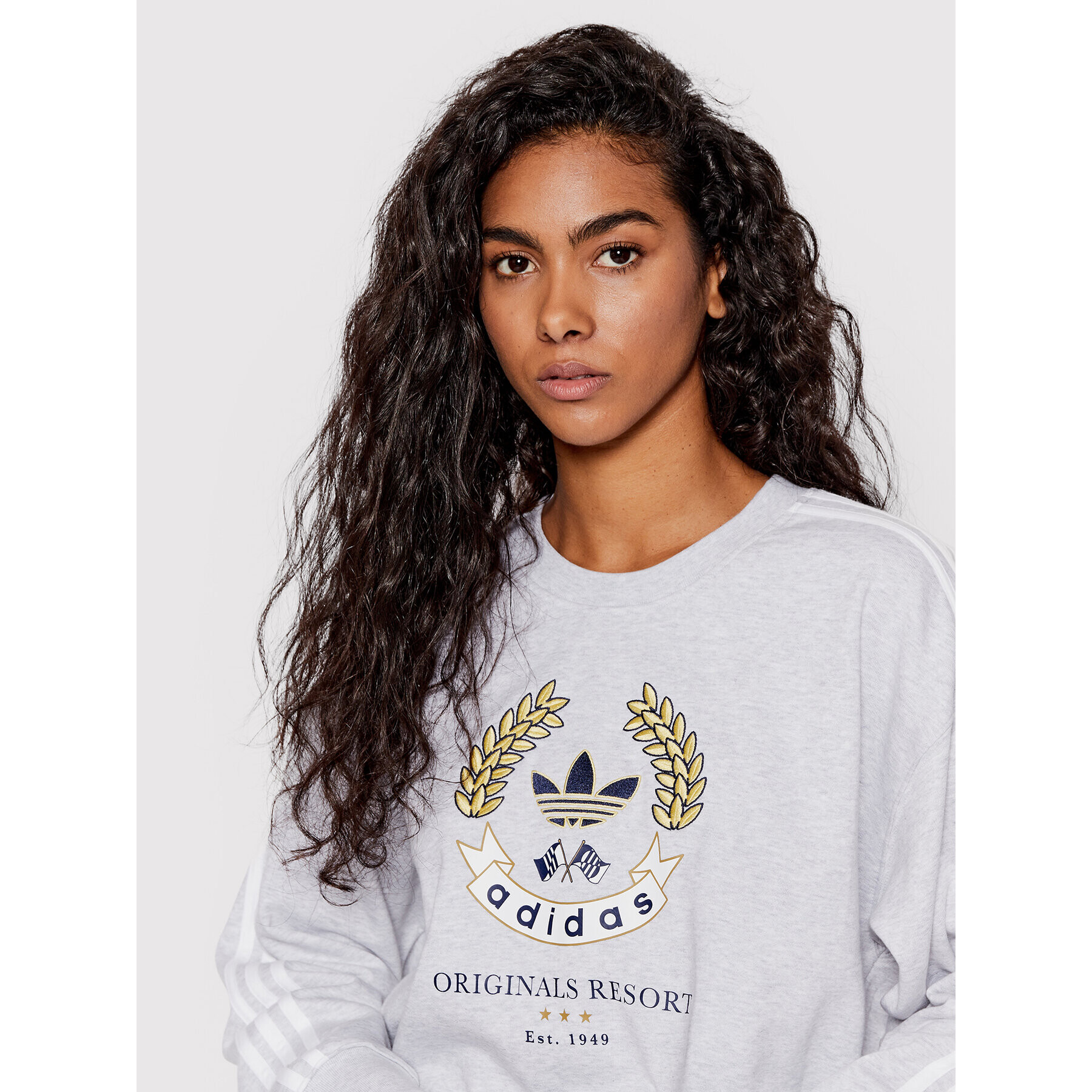 adidas Суитшърт Graphic HL6557 Сив Loose Fit - Pepit.bg