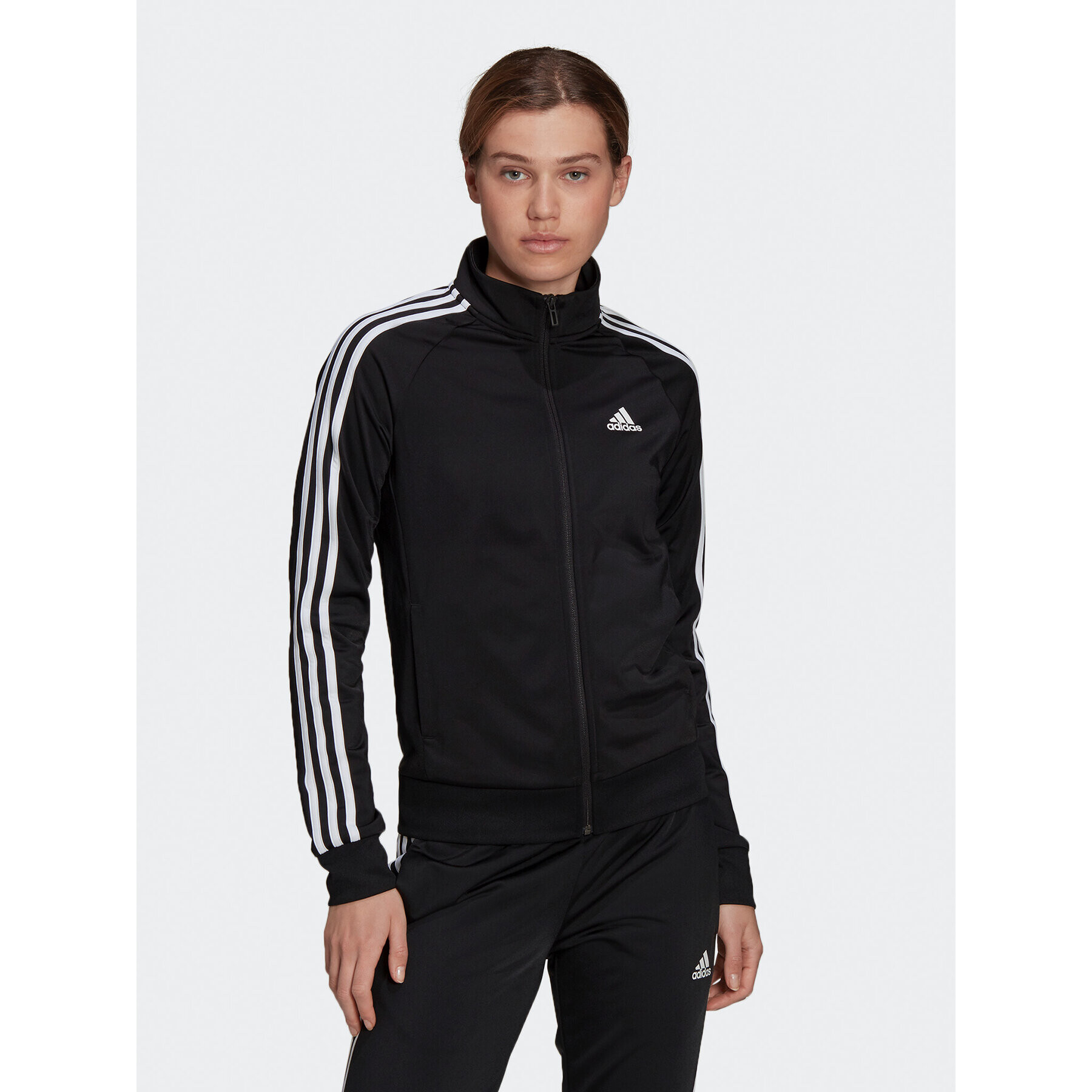 adidas Суитшърт Primegreen Essentials Warm-Up Slim 3-Stripes Track Top H48443 Черен Slim Fit - Pepit.bg