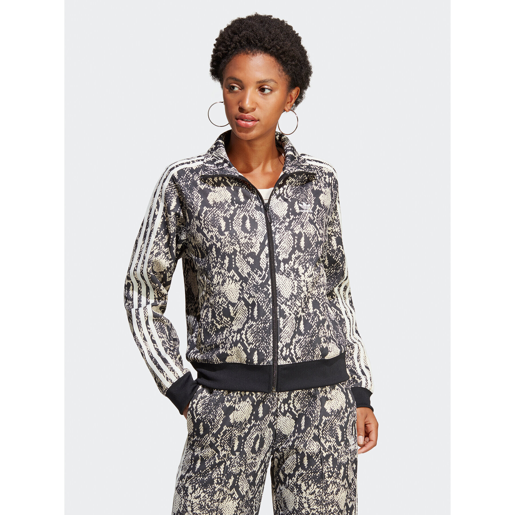 adidas Суитшърт Python Allover Print Track Top IC6082 Черен Regular Fit - Pepit.bg