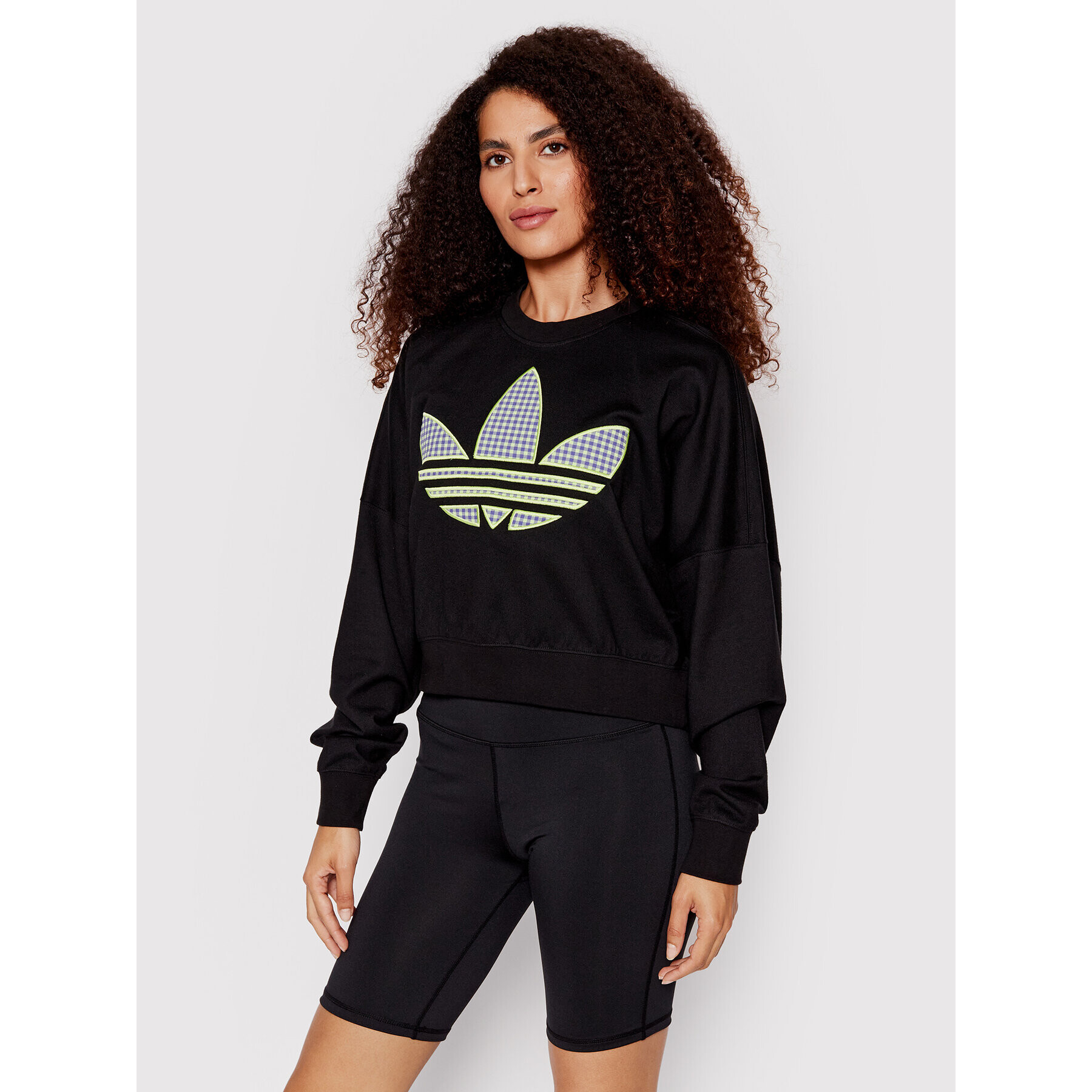 adidas Суитшърт Trefoil Application HB9442 Черен Loose Fit - Pepit.bg