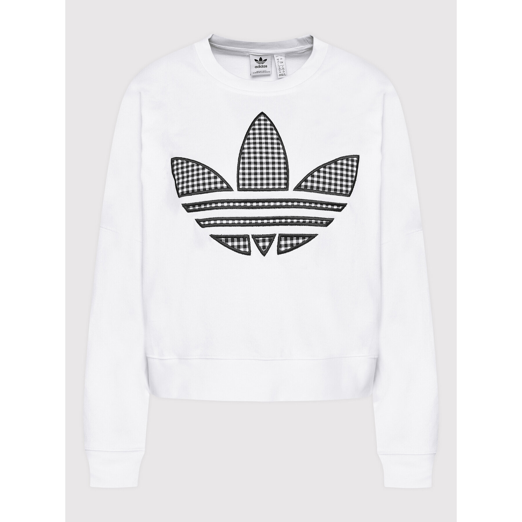 adidas Суитшърт Trefoil Application HB9443 Бял Loose Fit - Pepit.bg