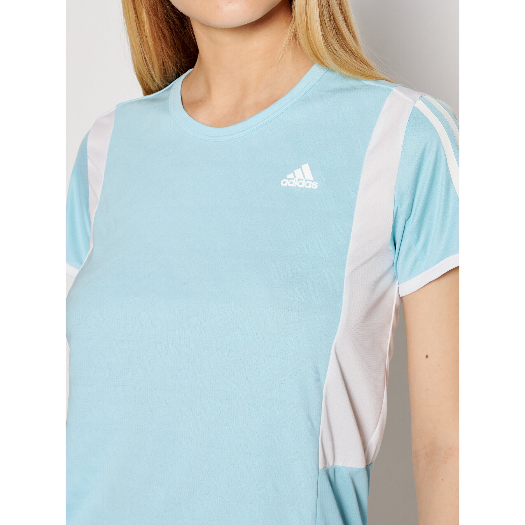 adidas Тениска от техническо трико Own The Run 3-Stripes Iteration GK5277 Син Regular Fit - Pepit.bg