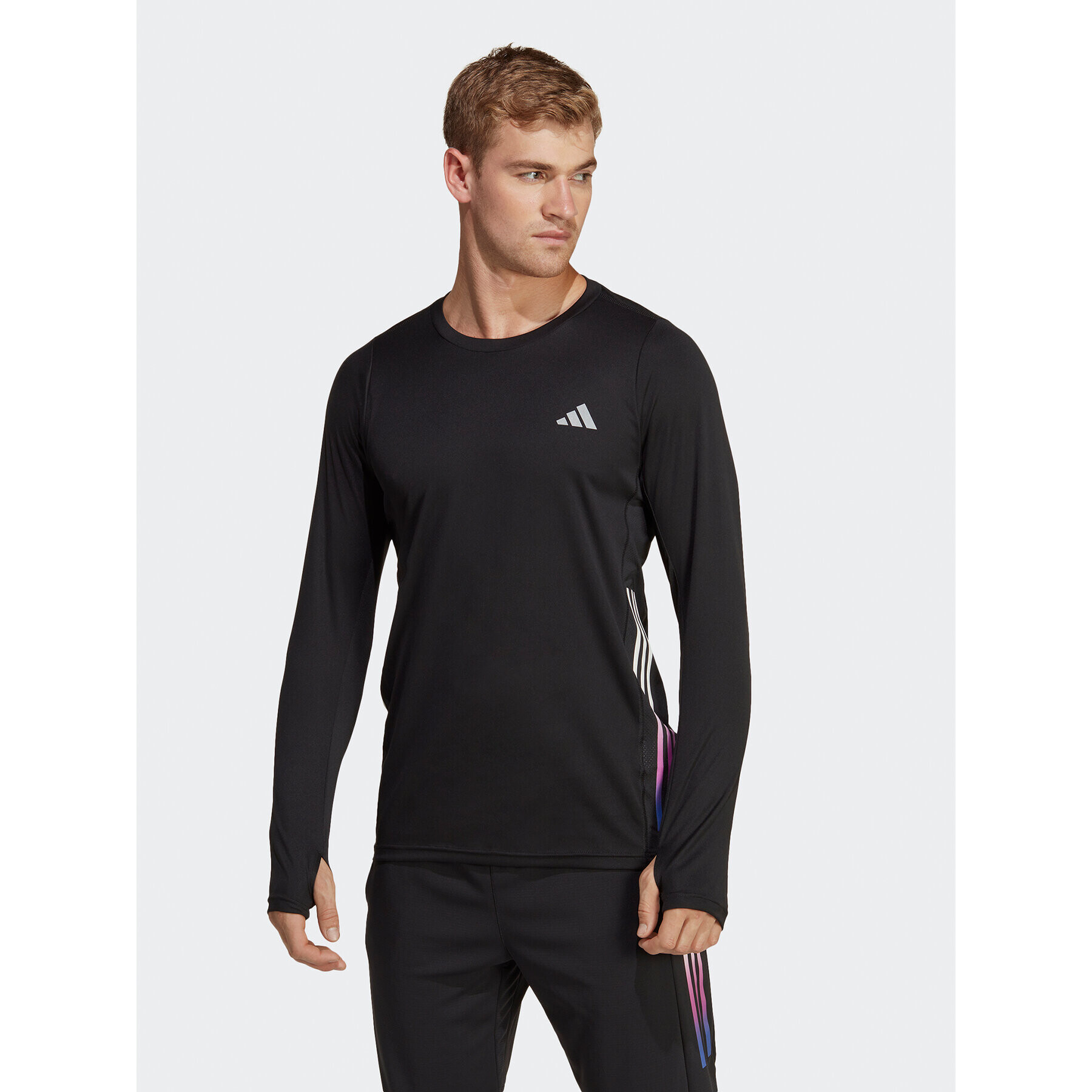 adidas Тениска от техническо трико Run Icons 3-Stripes HN8024 Черен Slim Fit - Pepit.bg