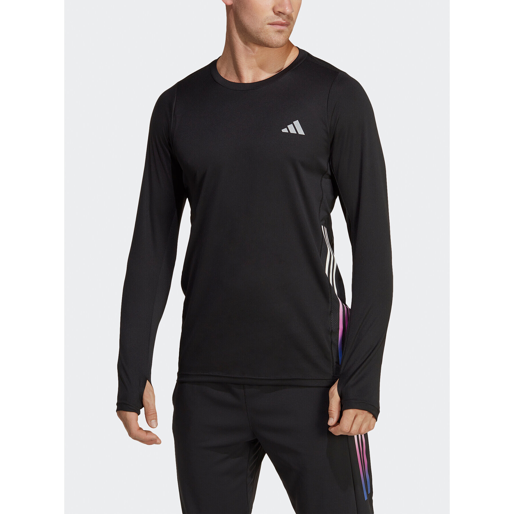 adidas Тениска от техническо трико Run Icons 3-Stripes HN8024 Черен Slim Fit - Pepit.bg