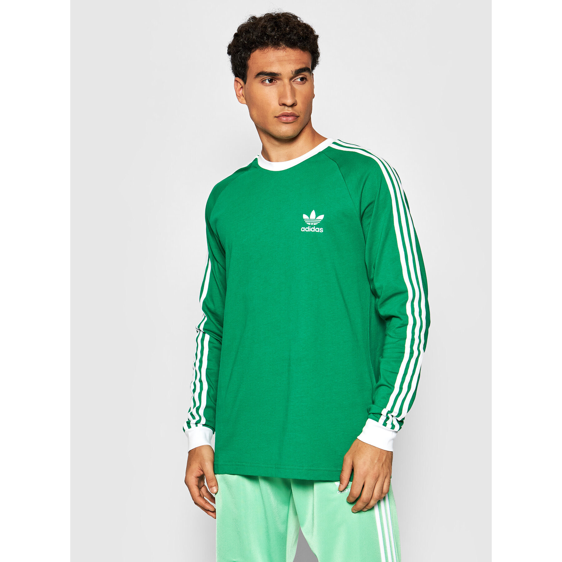 adidas Тениска с дълъг ръкав adicolor Classics 3-Stripes H37778 Зелен Slim Fit - Pepit.bg