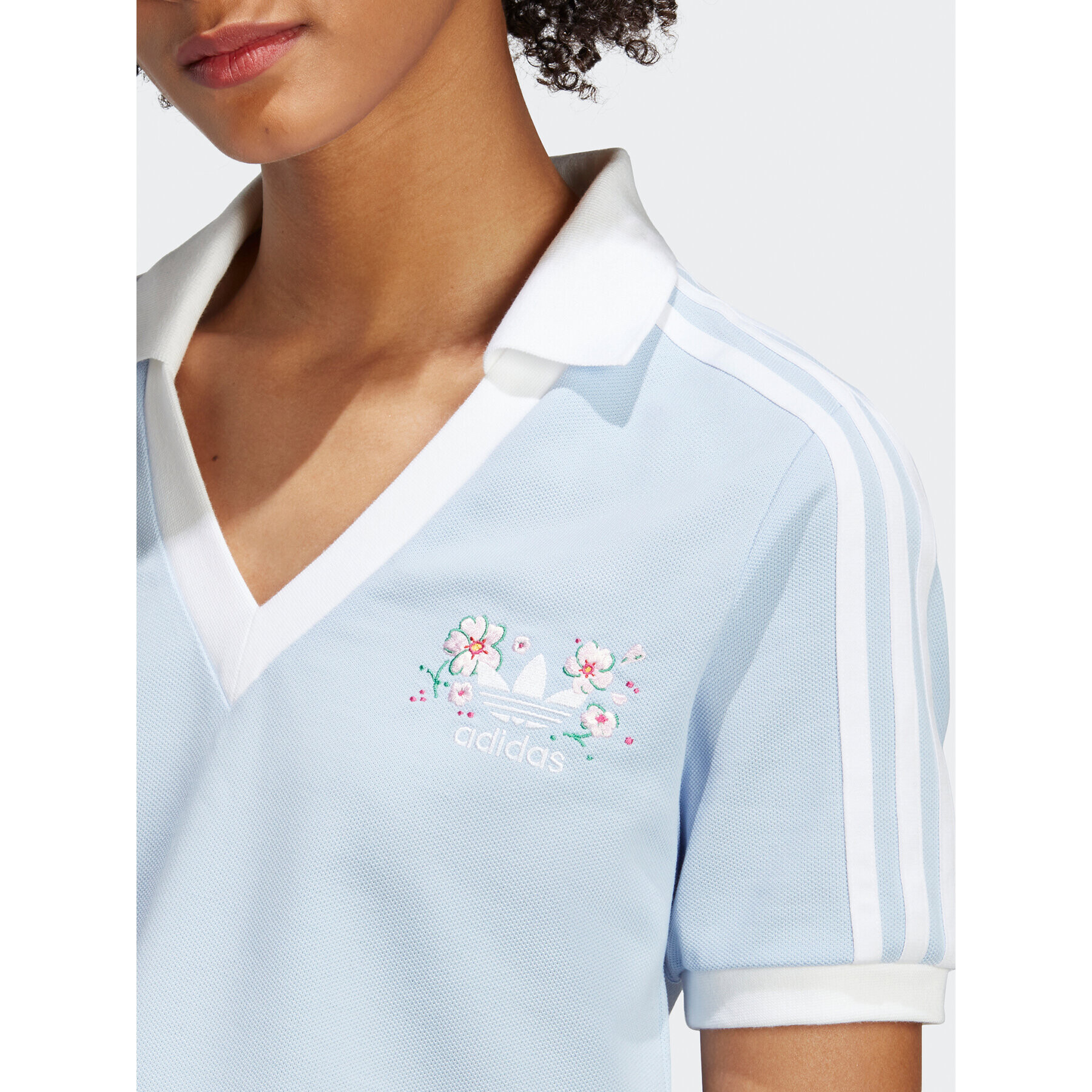 adidas Тениска с яка и копчета Crop Polo Shirt IP3756 Син - Pepit.bg