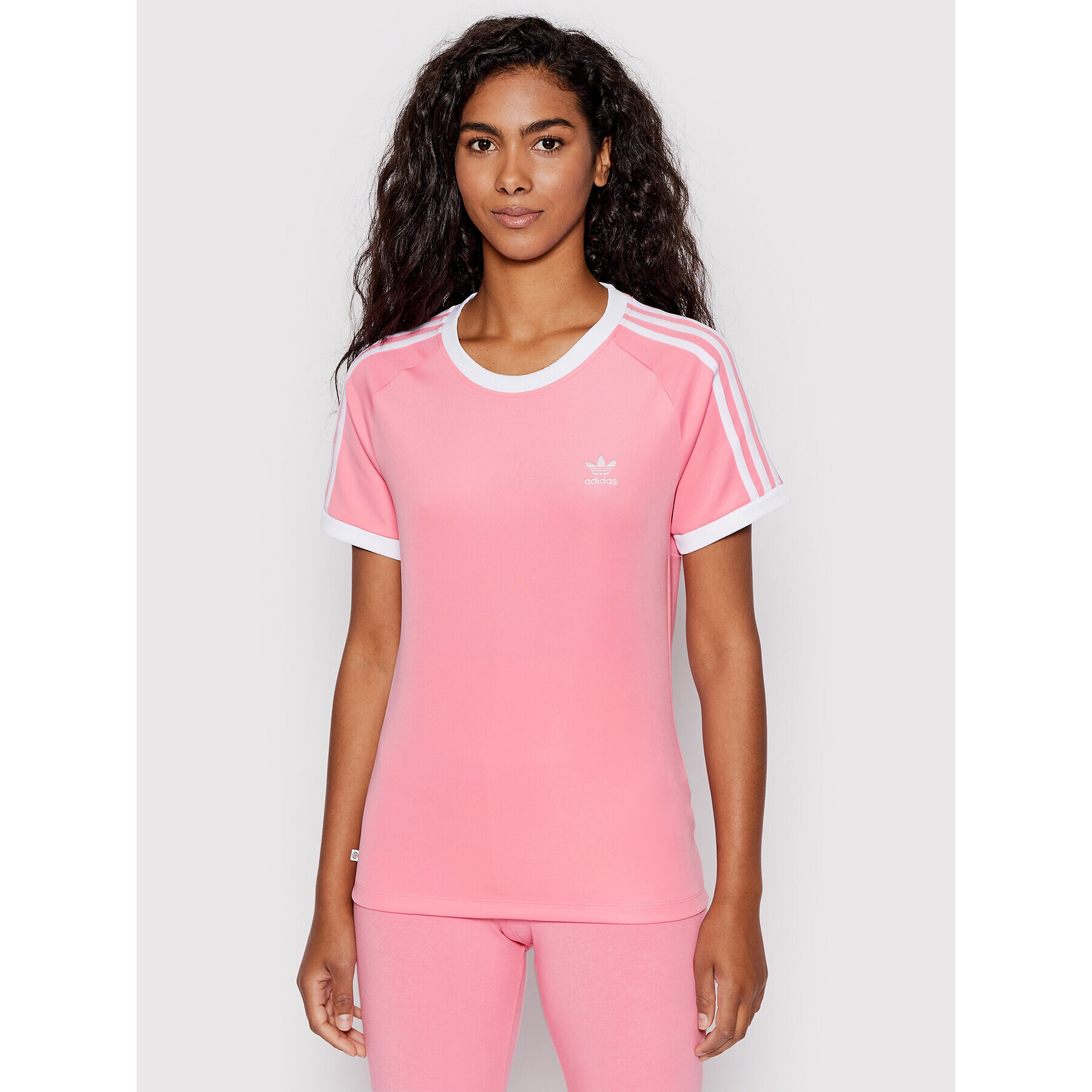 adidas Тишърт adicolor Classics 3-Stripes HM6414 Розов Slim Fit - Pepit.bg