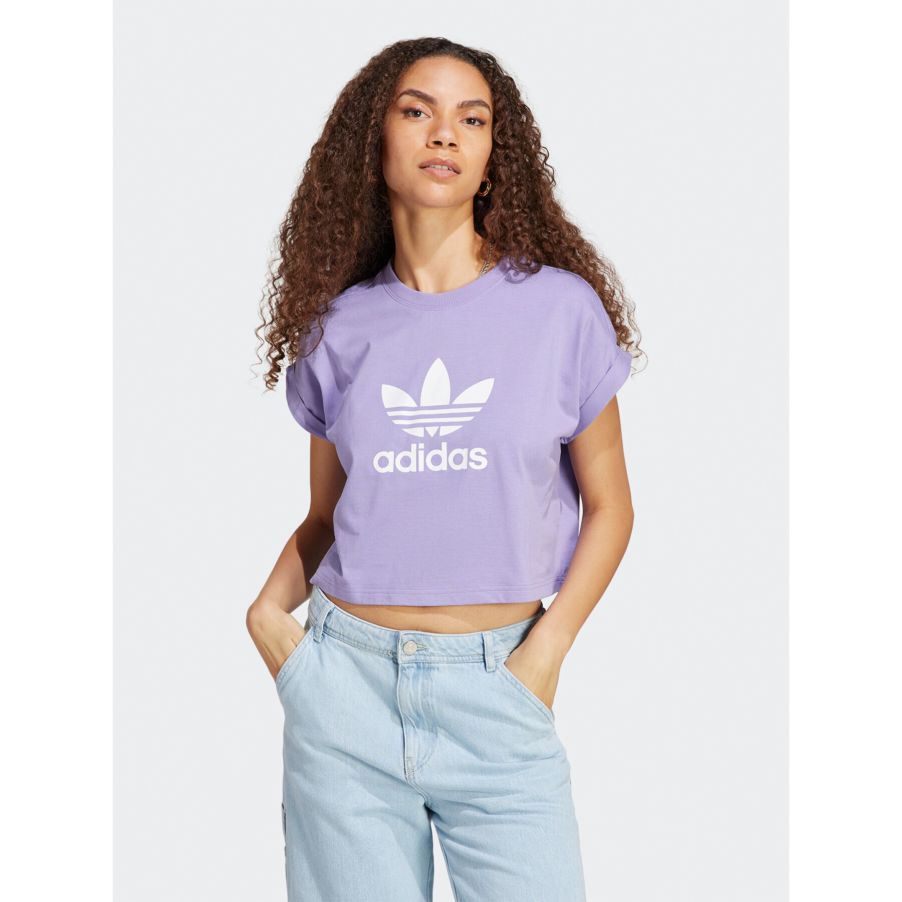 adidas Тишърт Adicolor Classics Short Trefoil T-Shirt IC5468 Виолетов Oversize - Pepit.bg