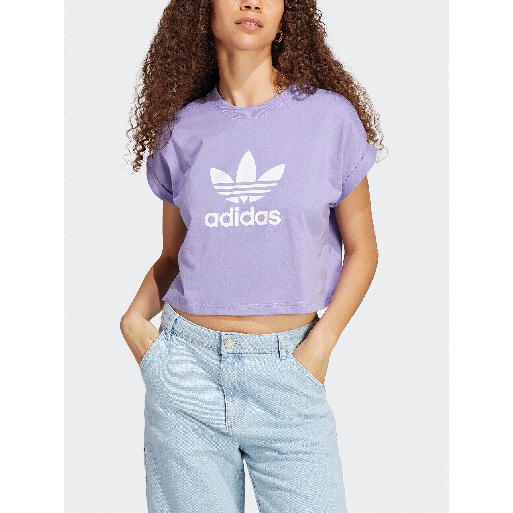 adidas Тишърт Adicolor Classics Short Trefoil T-Shirt IC5468 Виолетов Oversize - Pepit.bg