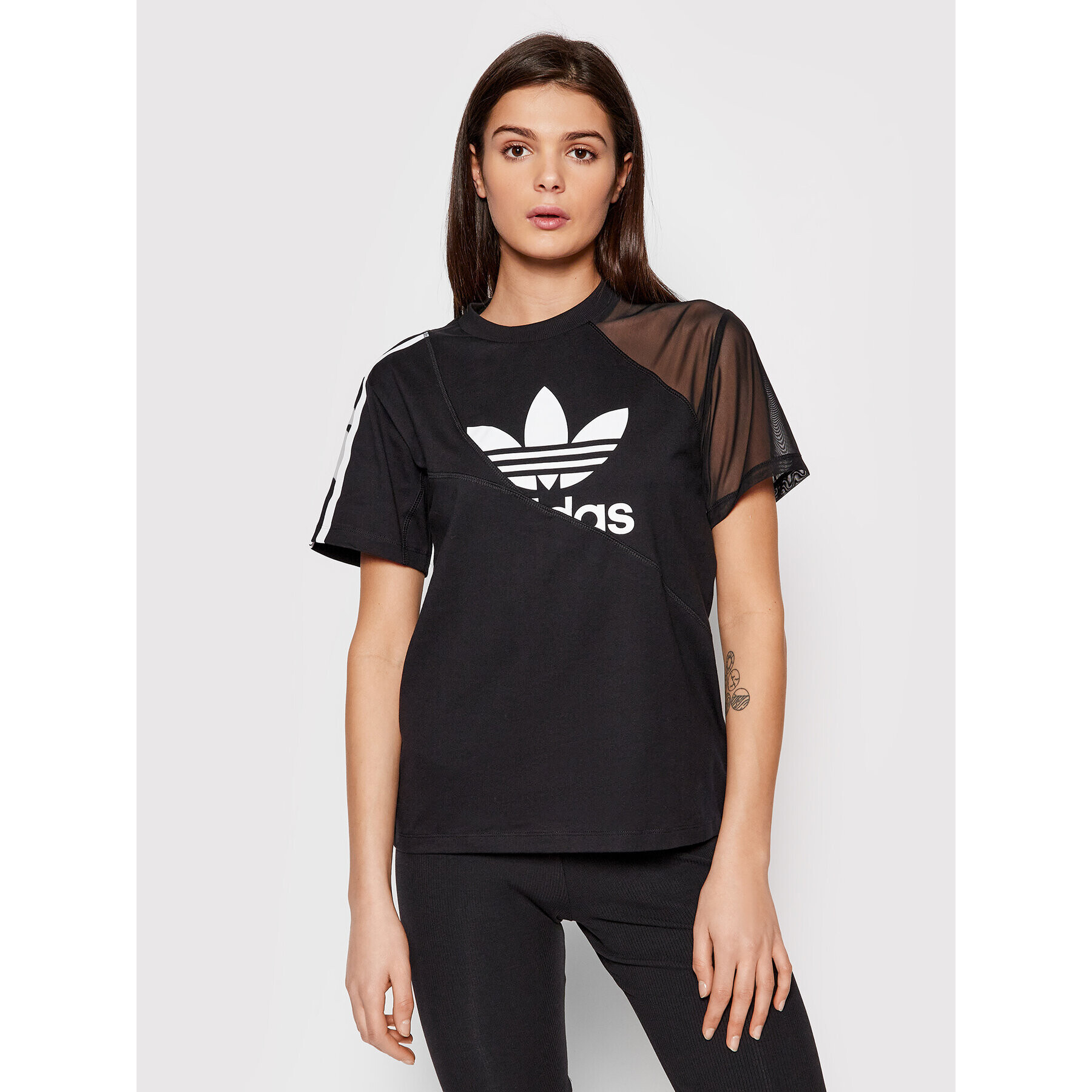 adidas Тишърт adicolor Split Trefoil HC7039 Черен Regular Fit - Pepit.bg