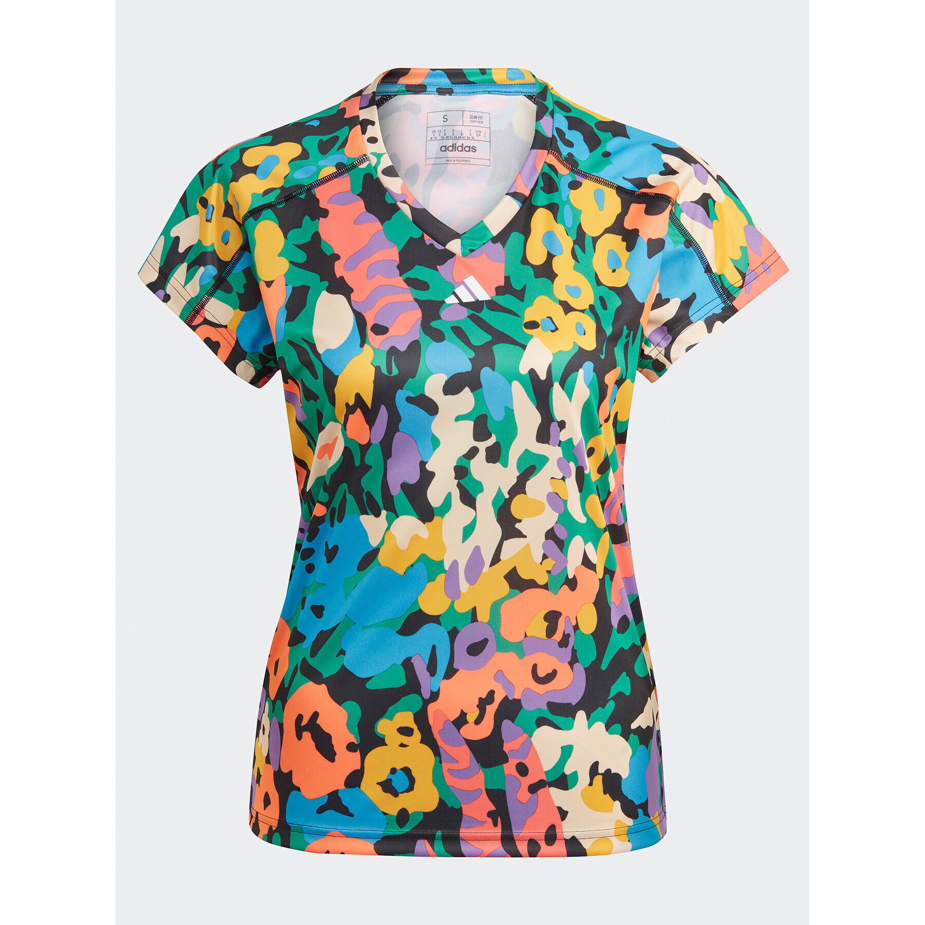 adidas Тишърт AEROREADY Train Essentials Minimal Branding V-Neck Floral Print T-Shirt HN5541 Черен Slim Fit - Pepit.bg