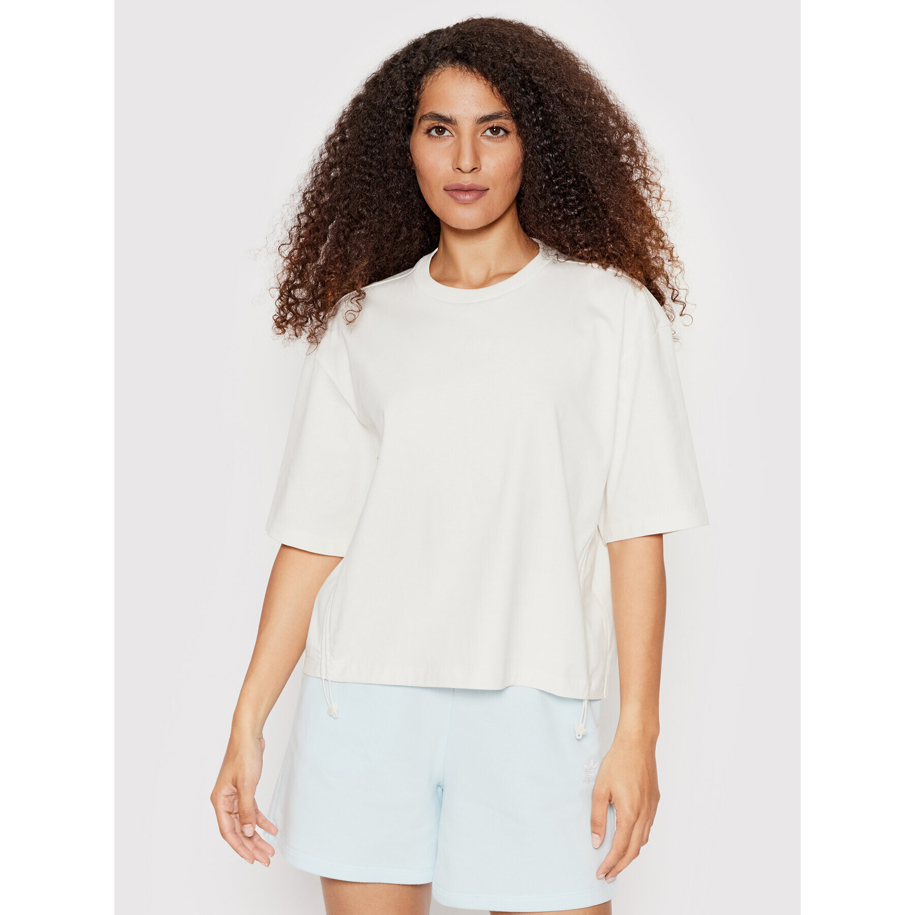 adidas Тишърт Drawcords HE9561 Бял Loose Fit - Pepit.bg