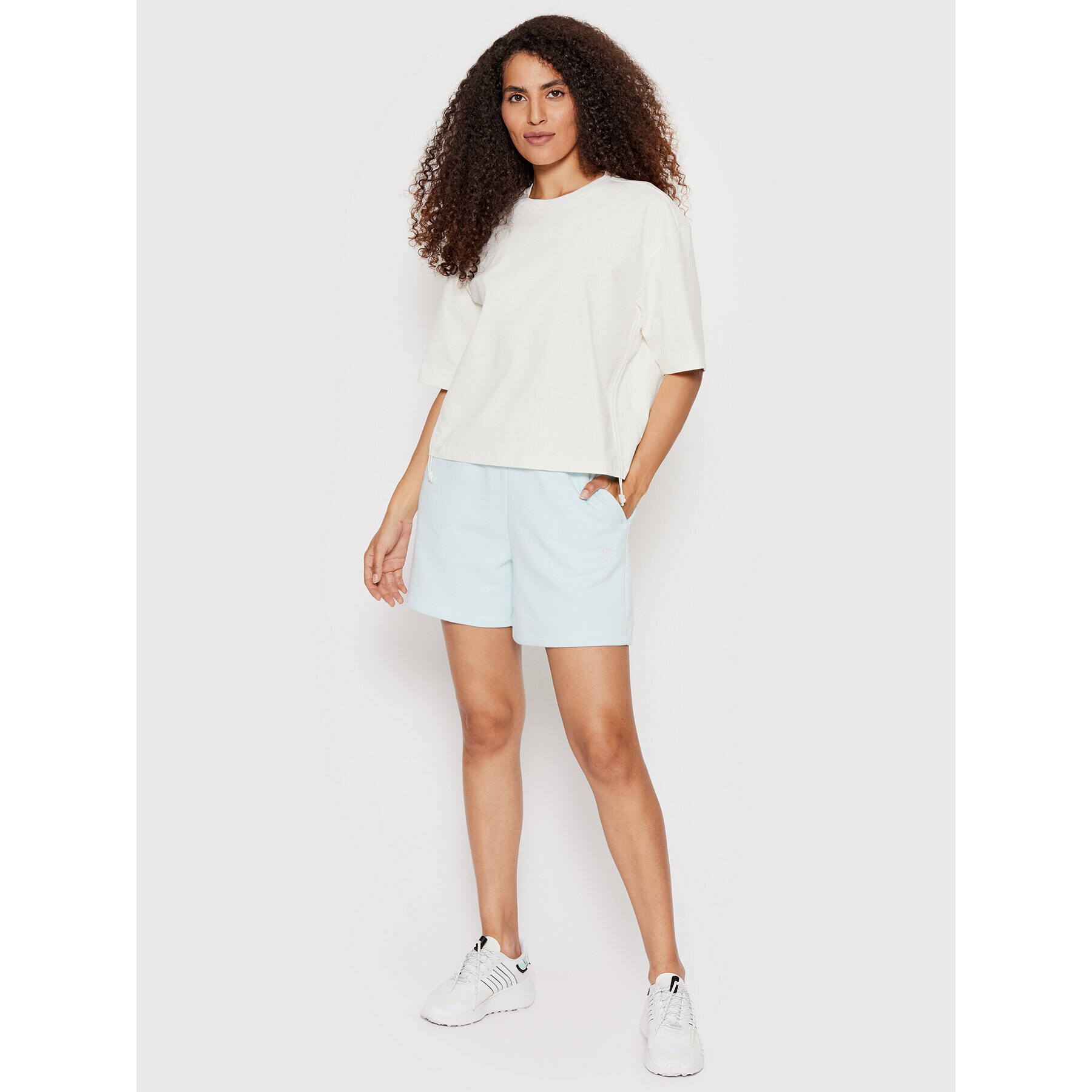 adidas Тишърт Drawcords HE9561 Бял Loose Fit - Pepit.bg